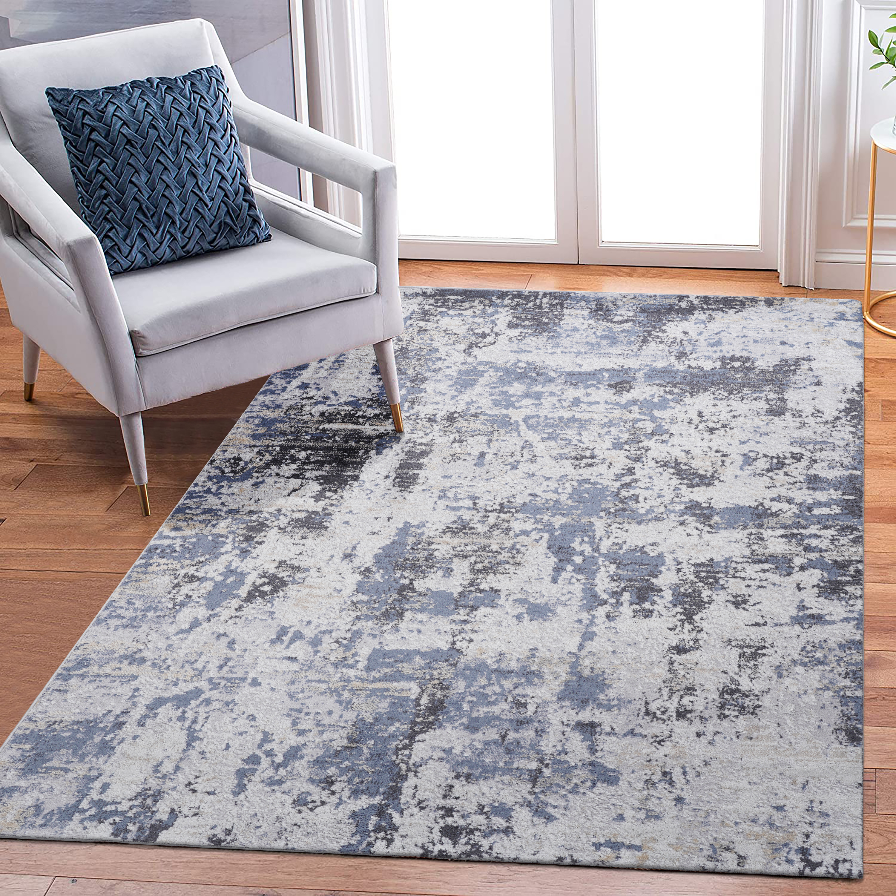 Tapis PAYAS 8x10 po gris denim abstrait