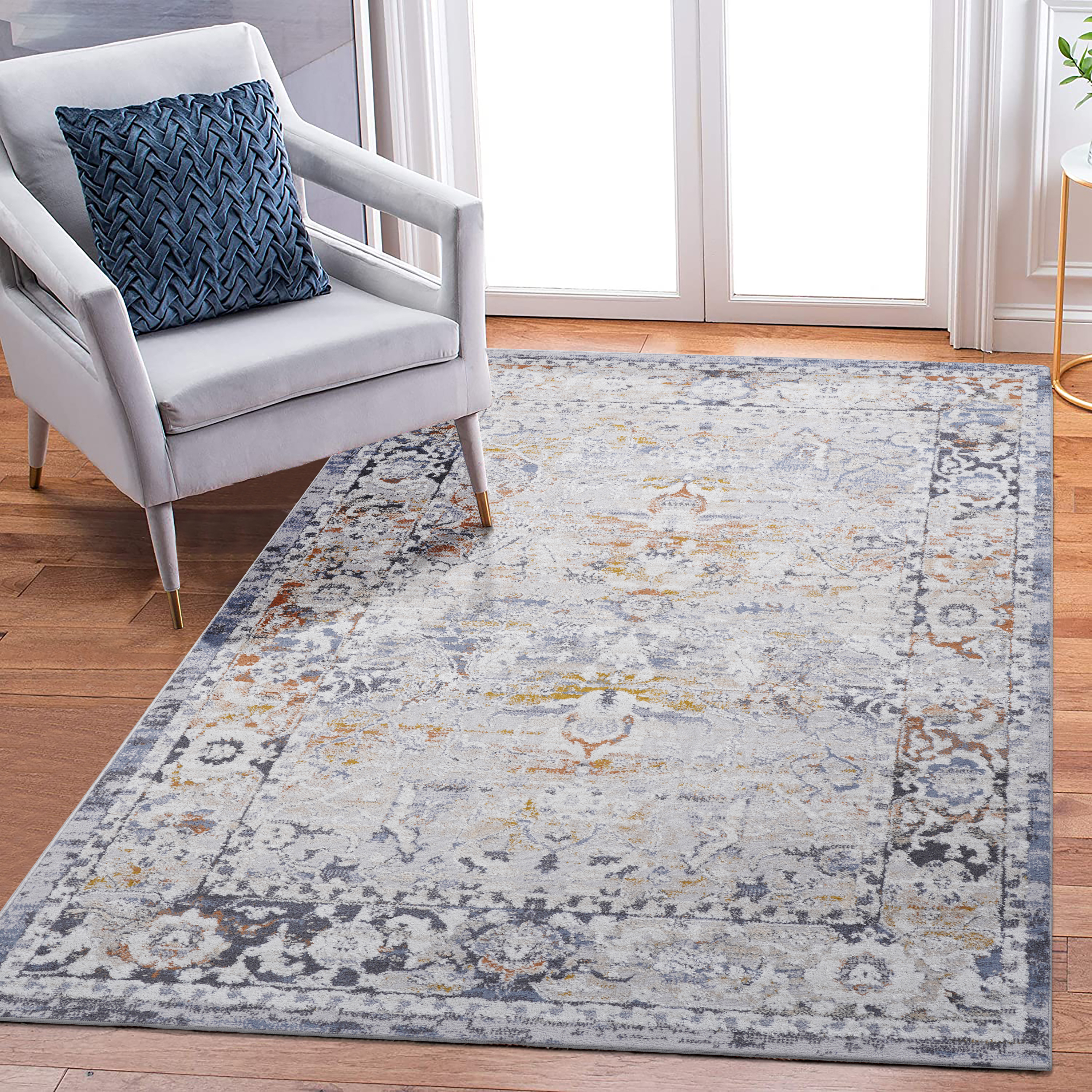 PAYAS tapis 8x10 ivoire gris style traditionnel
