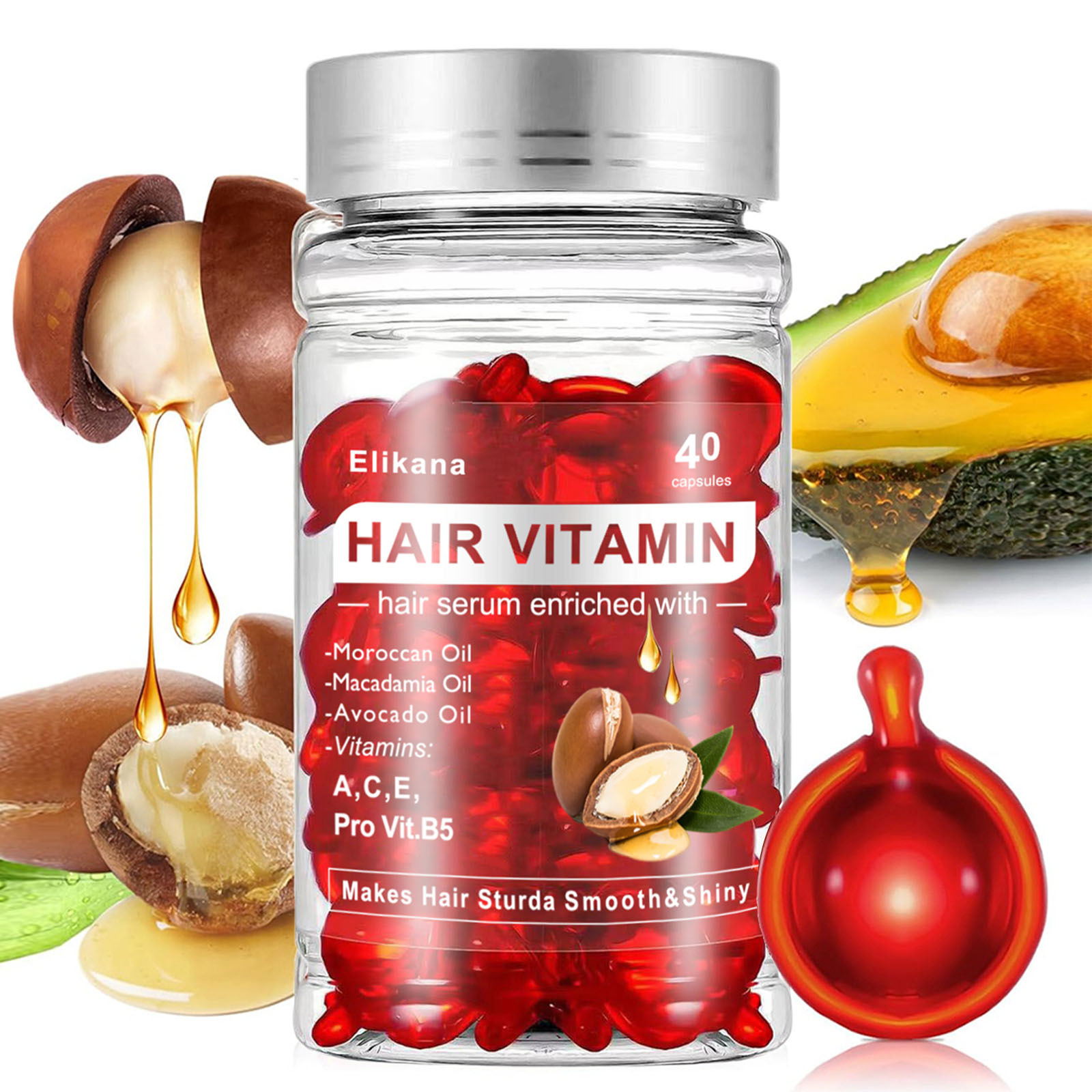 Sérum traitement cheveux 40 capsules, sans rinçage, huiles argan