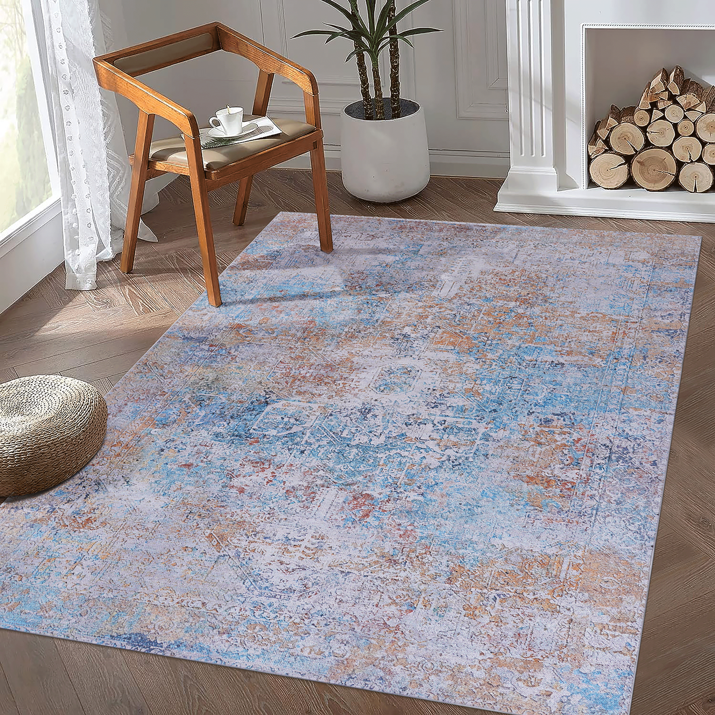 MAVAL Tapis lavable jaune 6x9 po jaune 6' X 9'