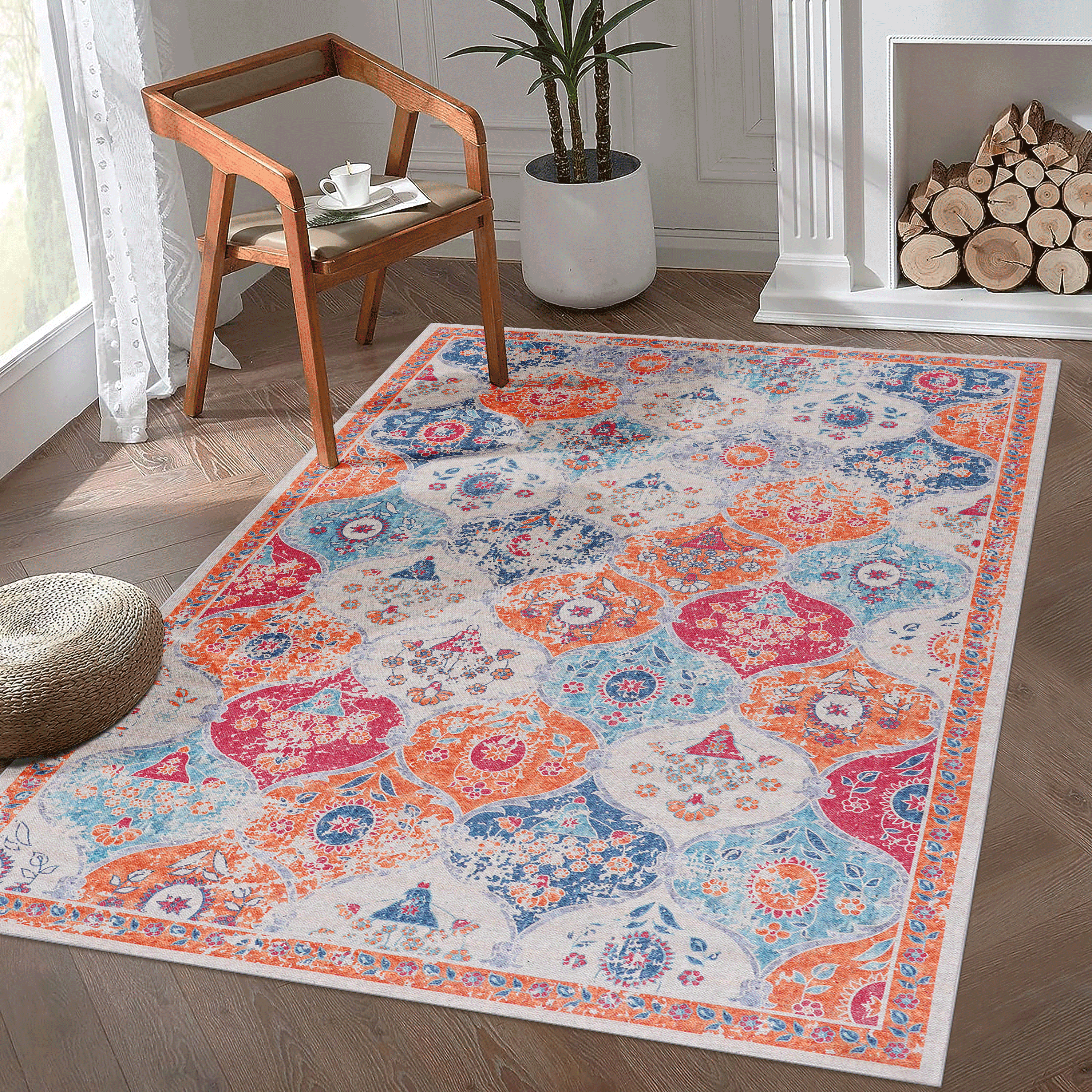 Tapis lavable MAVAL 9x12, crème