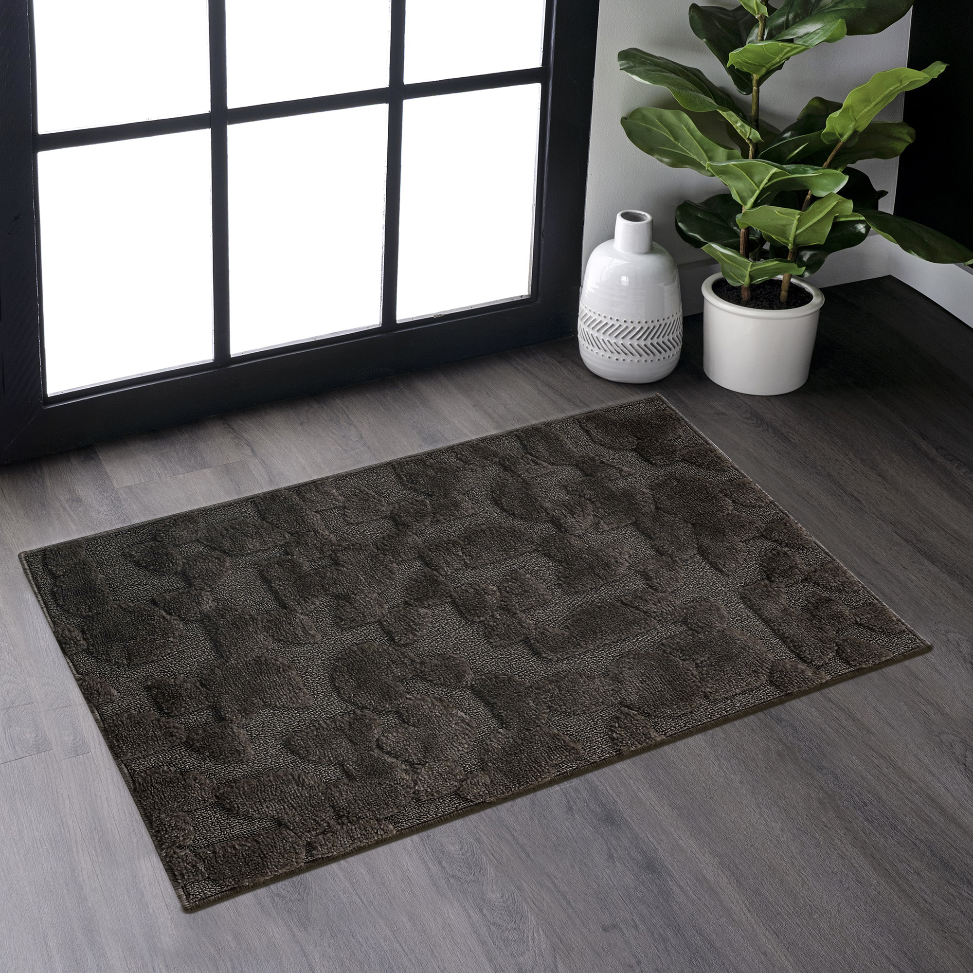 Tapis Step collection marron intérieur 2'x3', bohème géométrique
