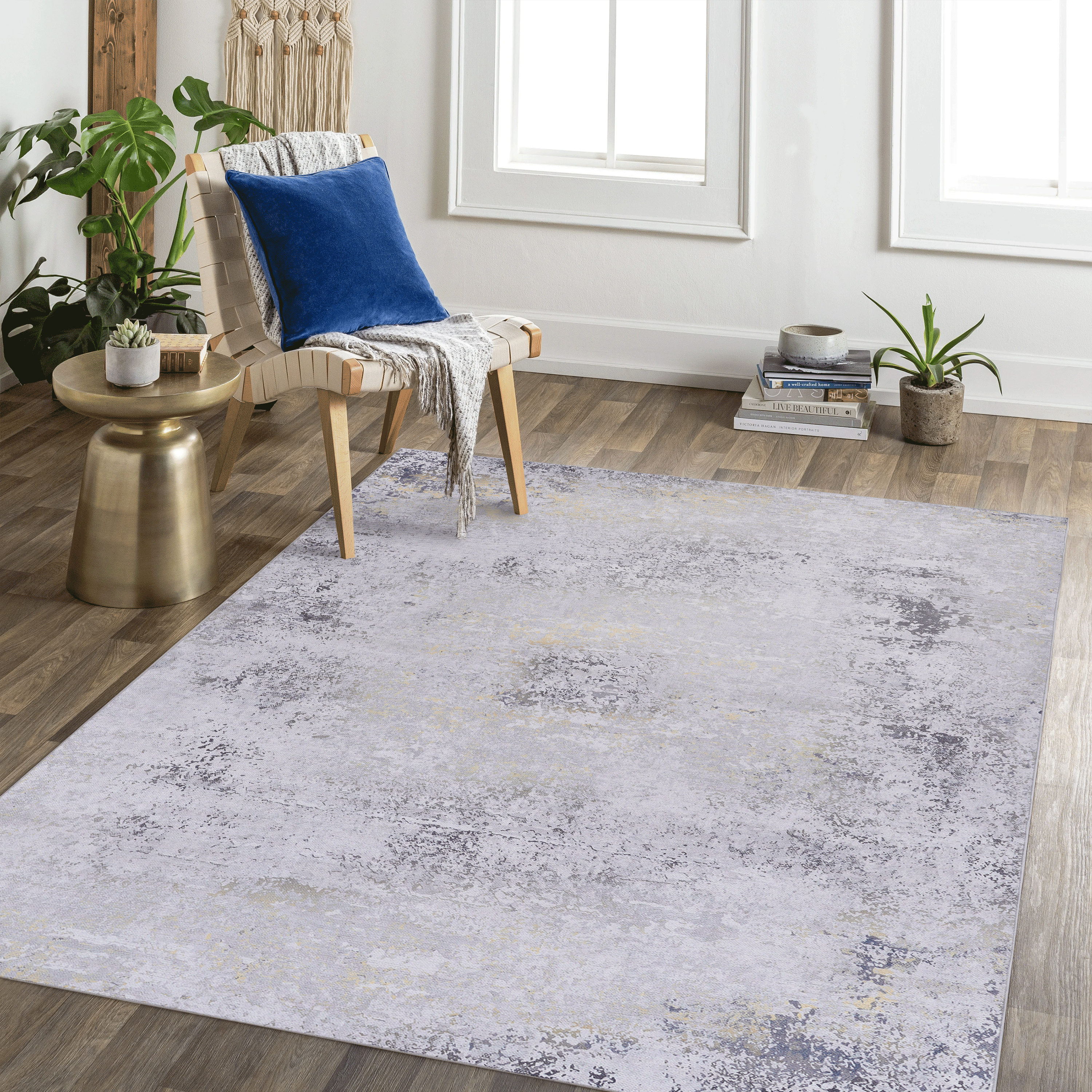 MAVAL tapis lavable 4x6 or gris