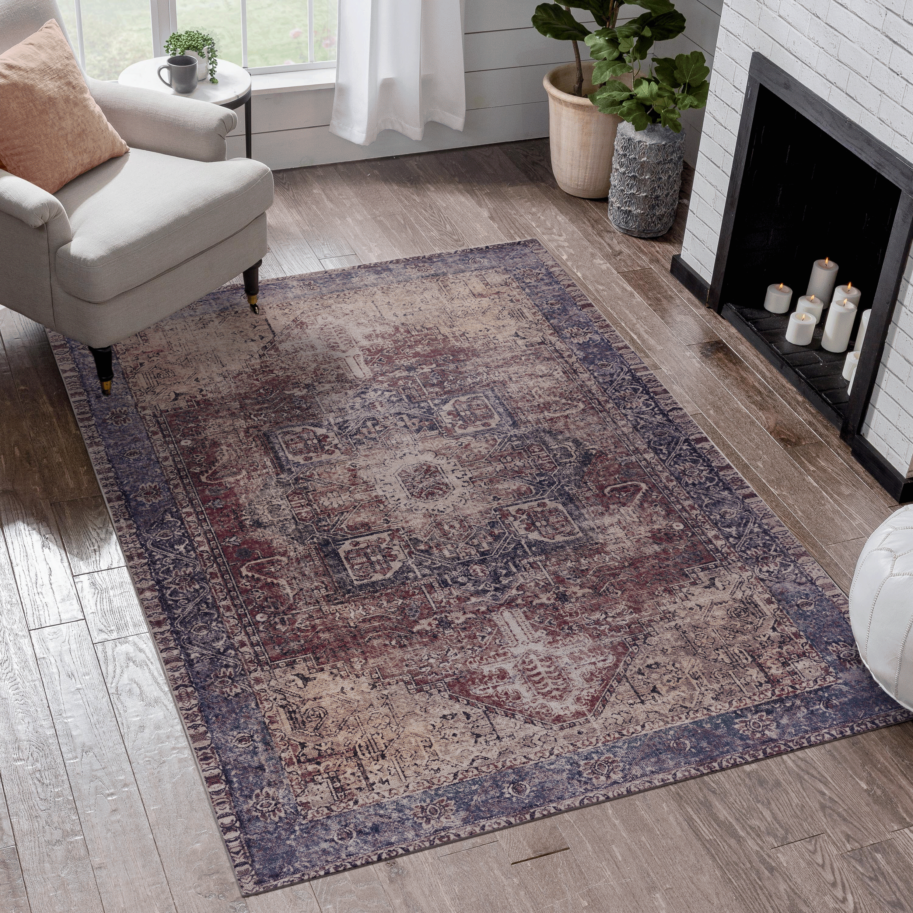 Tapis lavable MAVAL bourgogne 4x6
