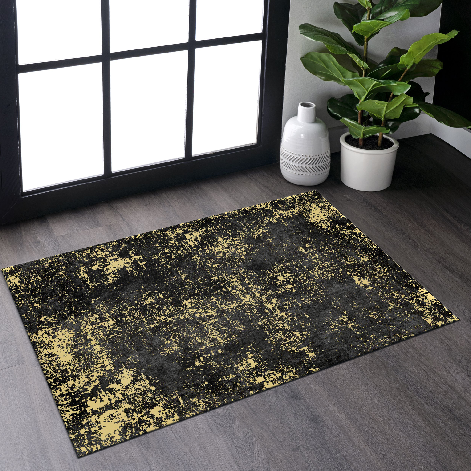 MAVAL Tapis noir 2'x3' paillasson noir or