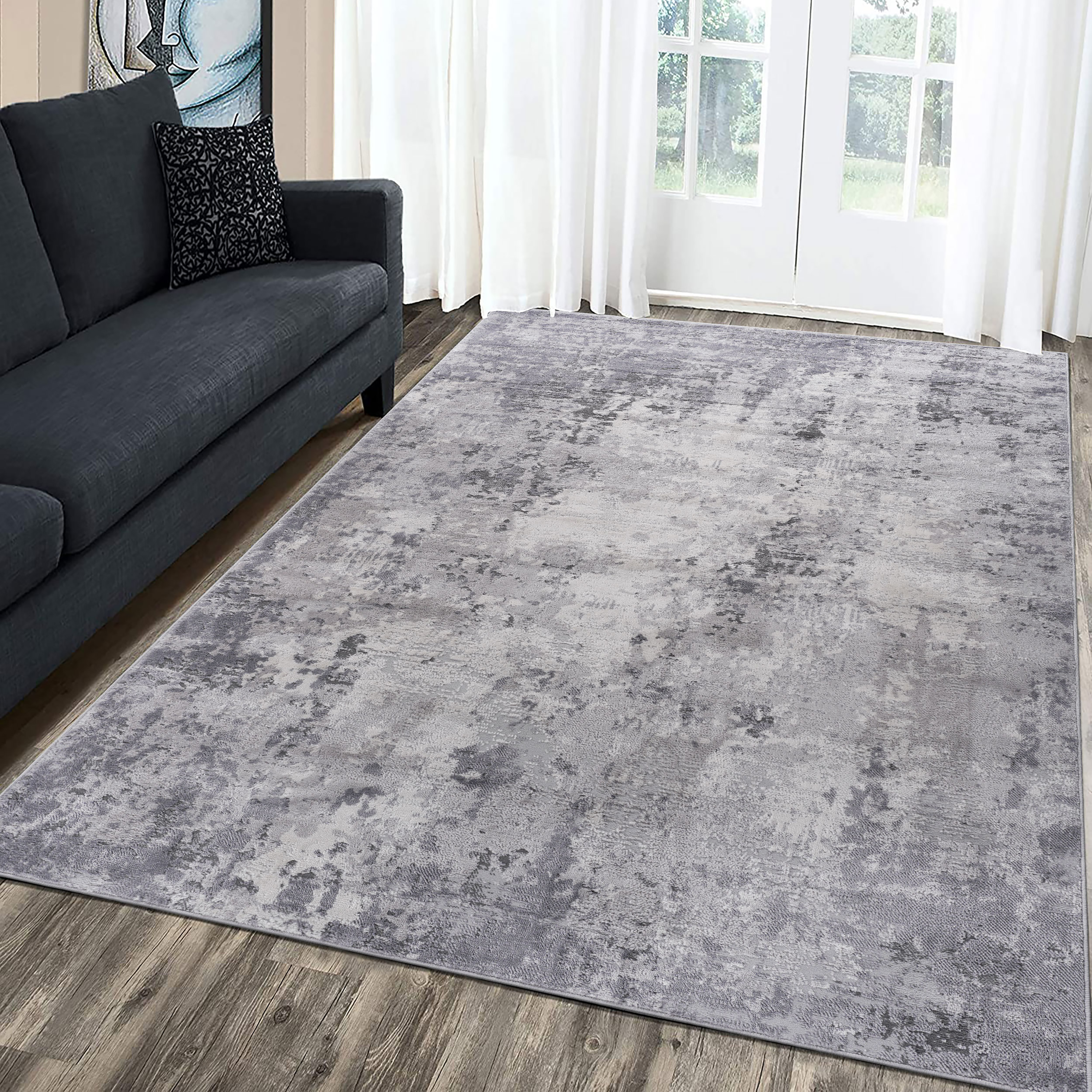 Tapis abstrait MARFI 5X7 gris clair