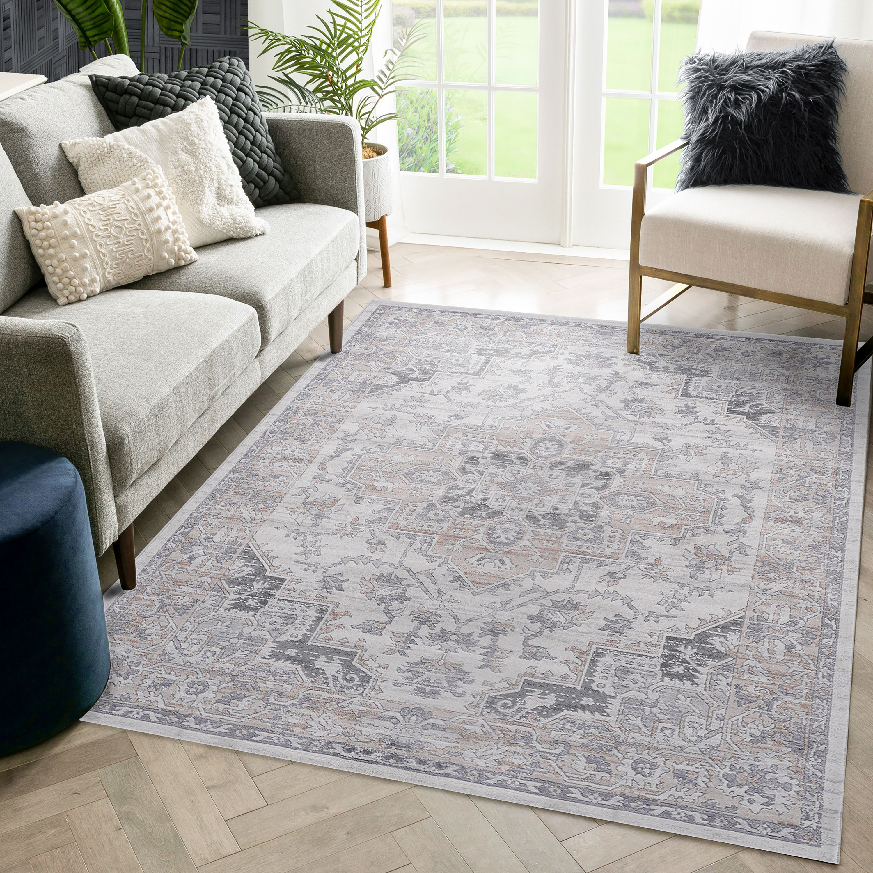 MARFI Tapis 8x10 ivoire beige oriental