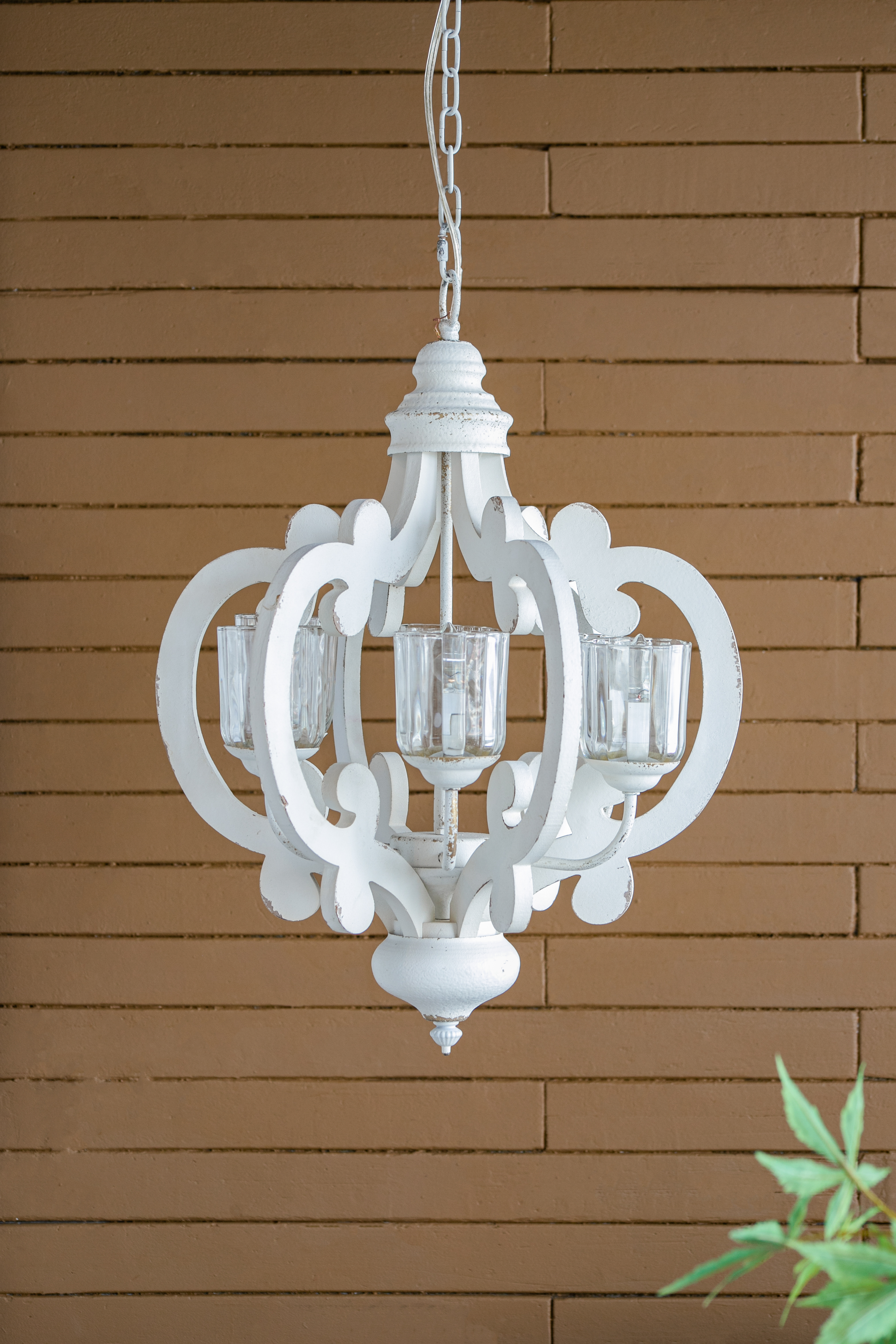 Lustre fermette 6 lumières bois chaîne ajustable