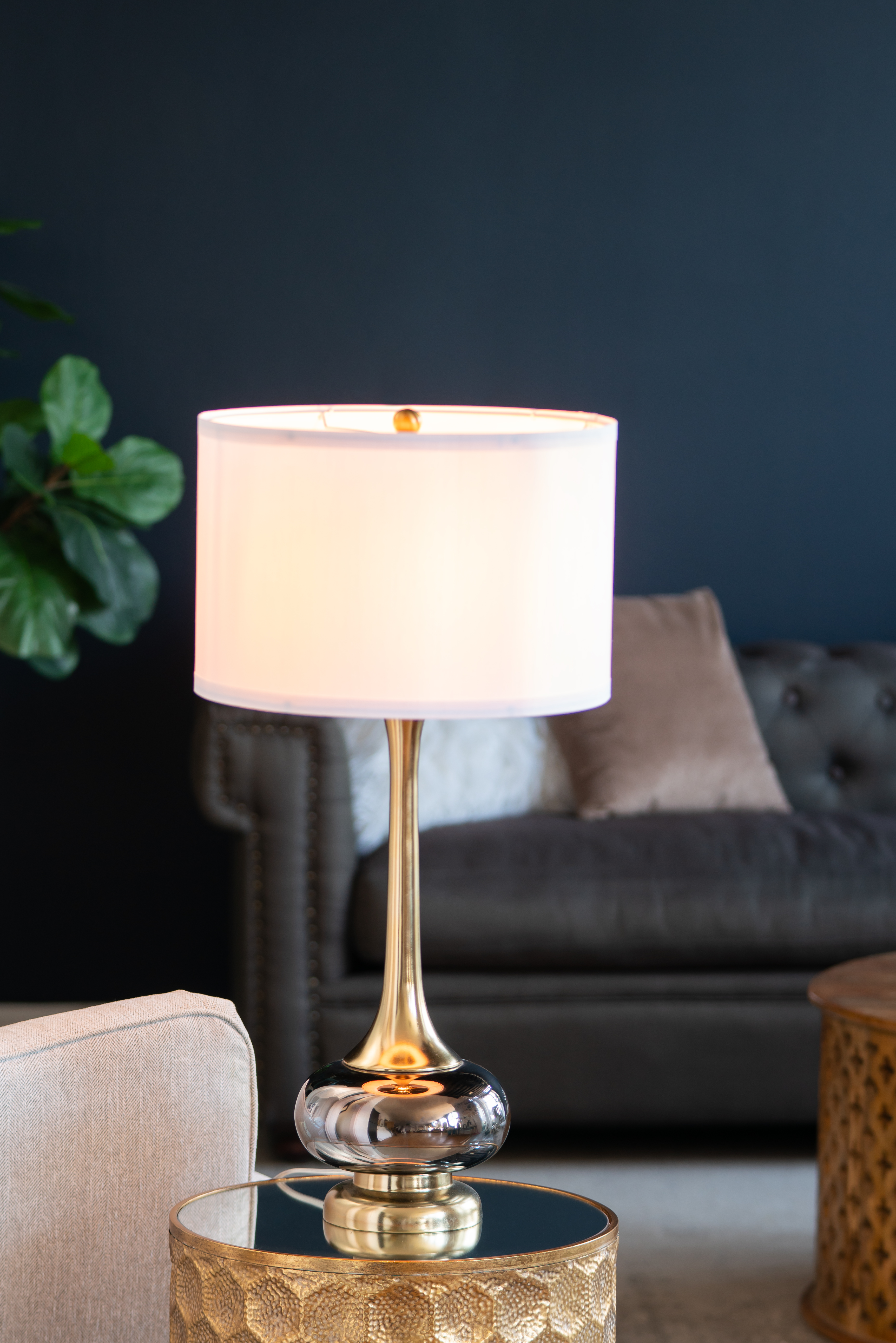 Lampe table D15x29 po abat-jour verre