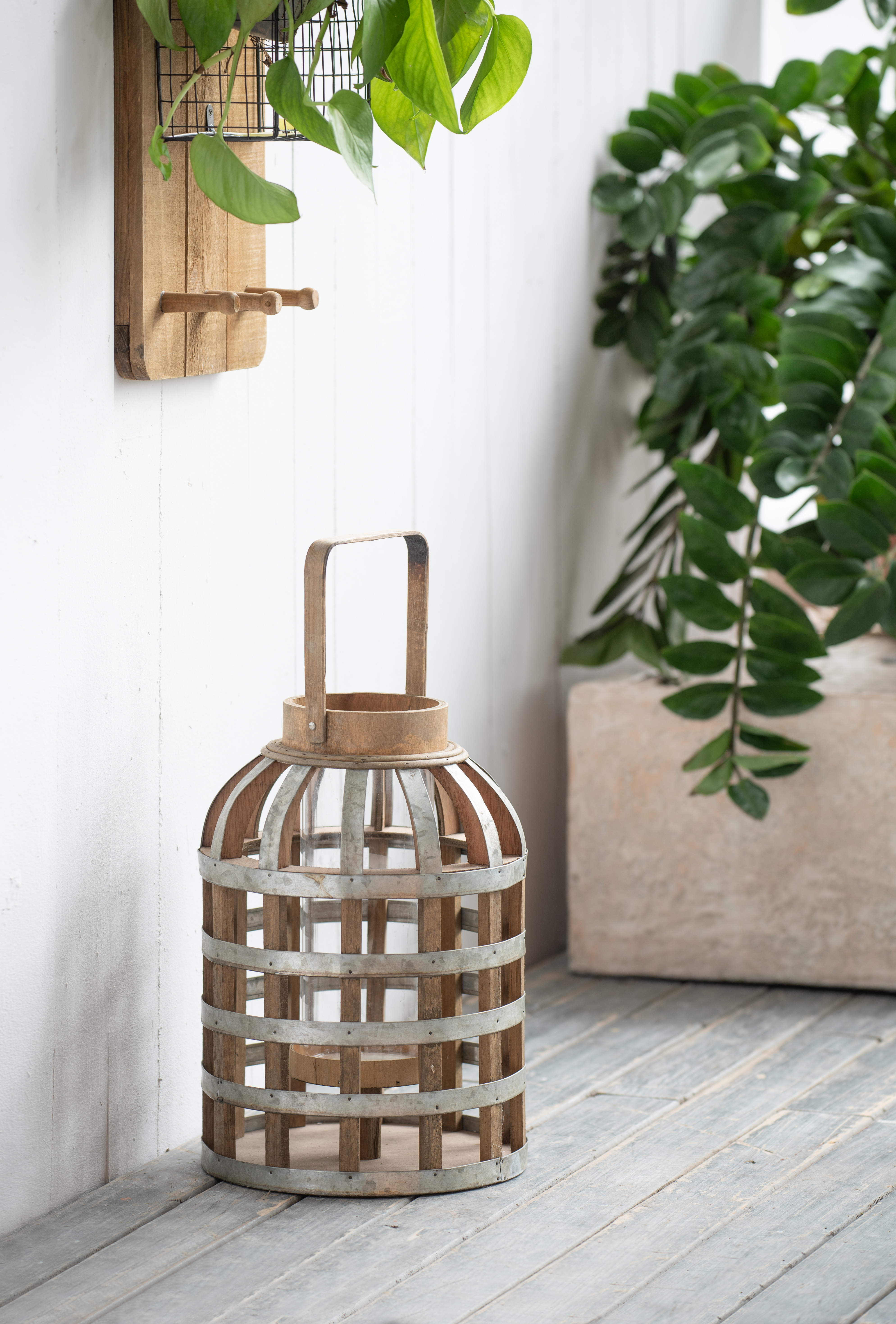 Lanterne décorative poignée bois intérieur extérieur mariage