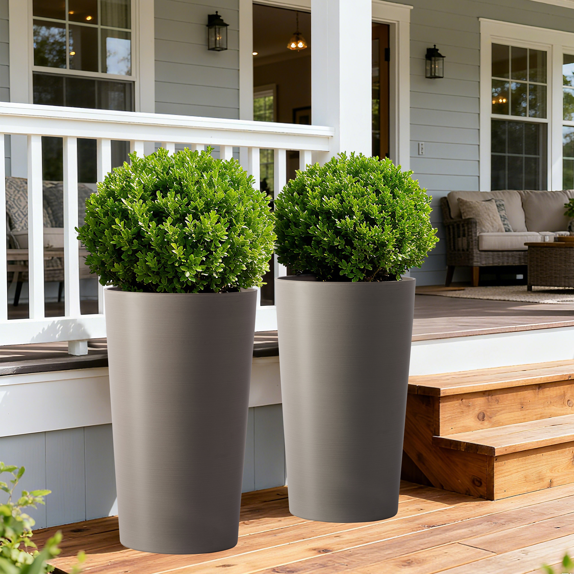 2 emb. Jardinières 21,7 po - Boîte carrée moderne, brun