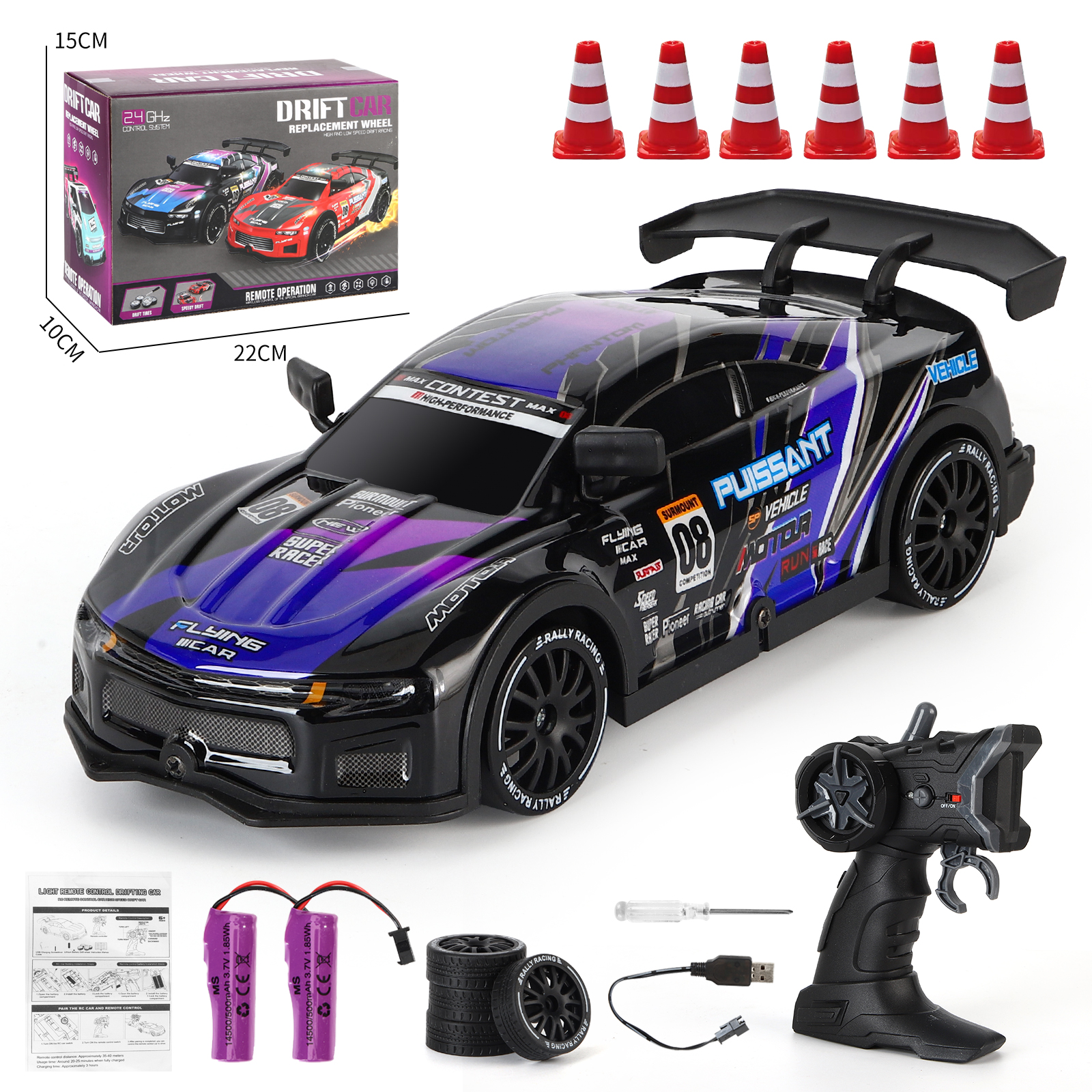 GTR voiture télécommandée quatre roues drift noir - TK uniquement
