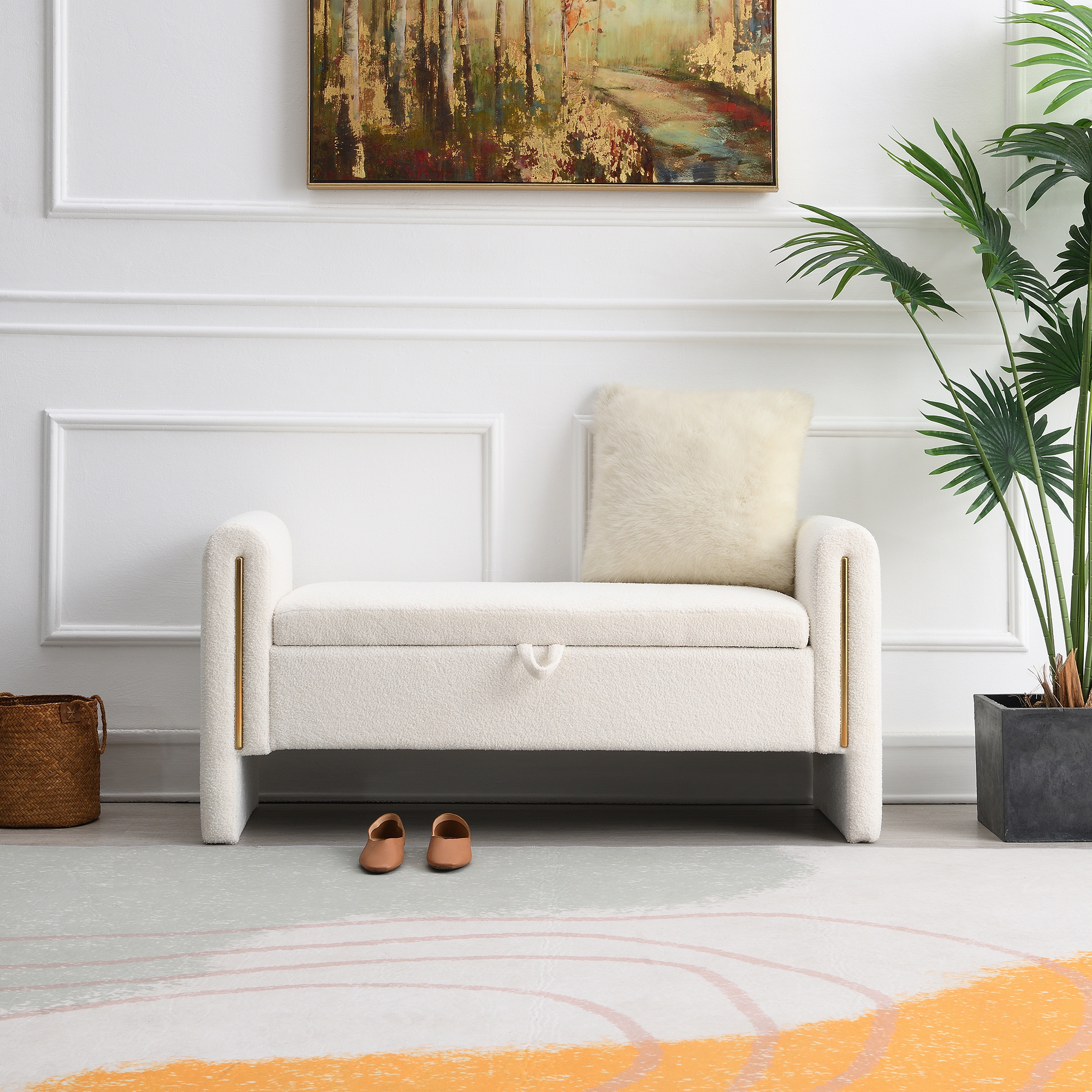 Banc rangement teddy crème bras repos