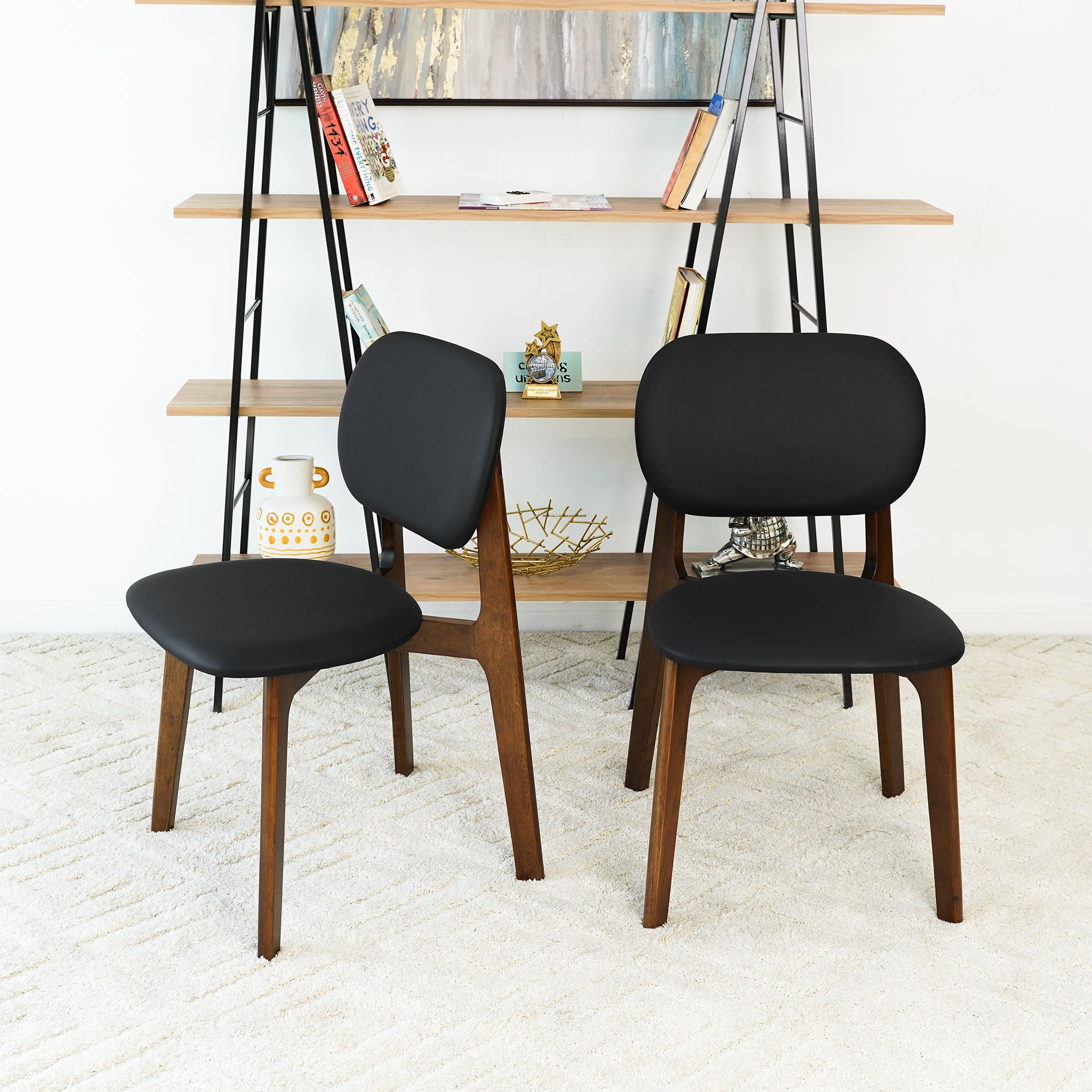 Chaise cuir Kelsey noir ensemble 2