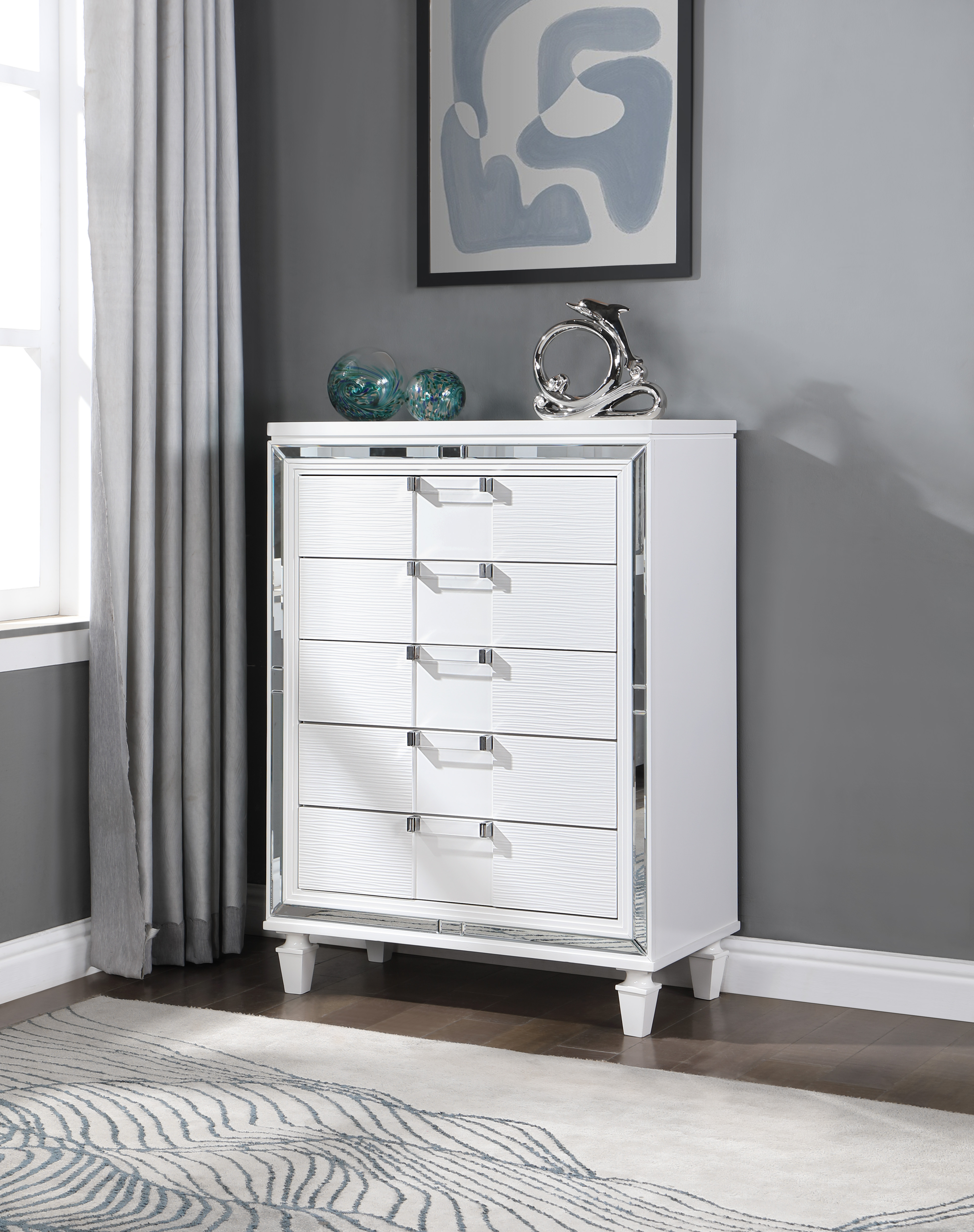 Genoa G05790-CH commode, blanc scintillant