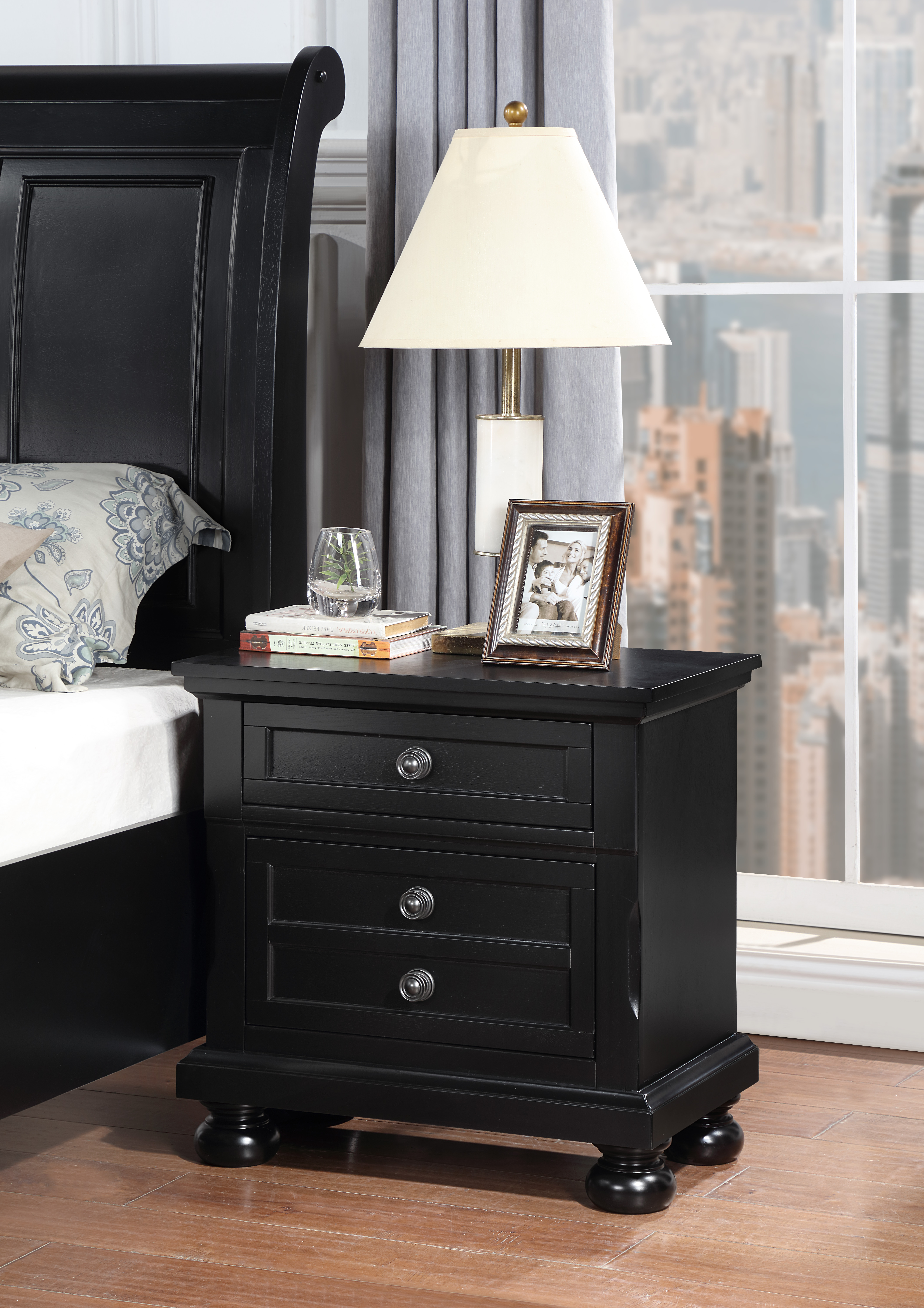 Table de nuit Meade G8925-N, noir