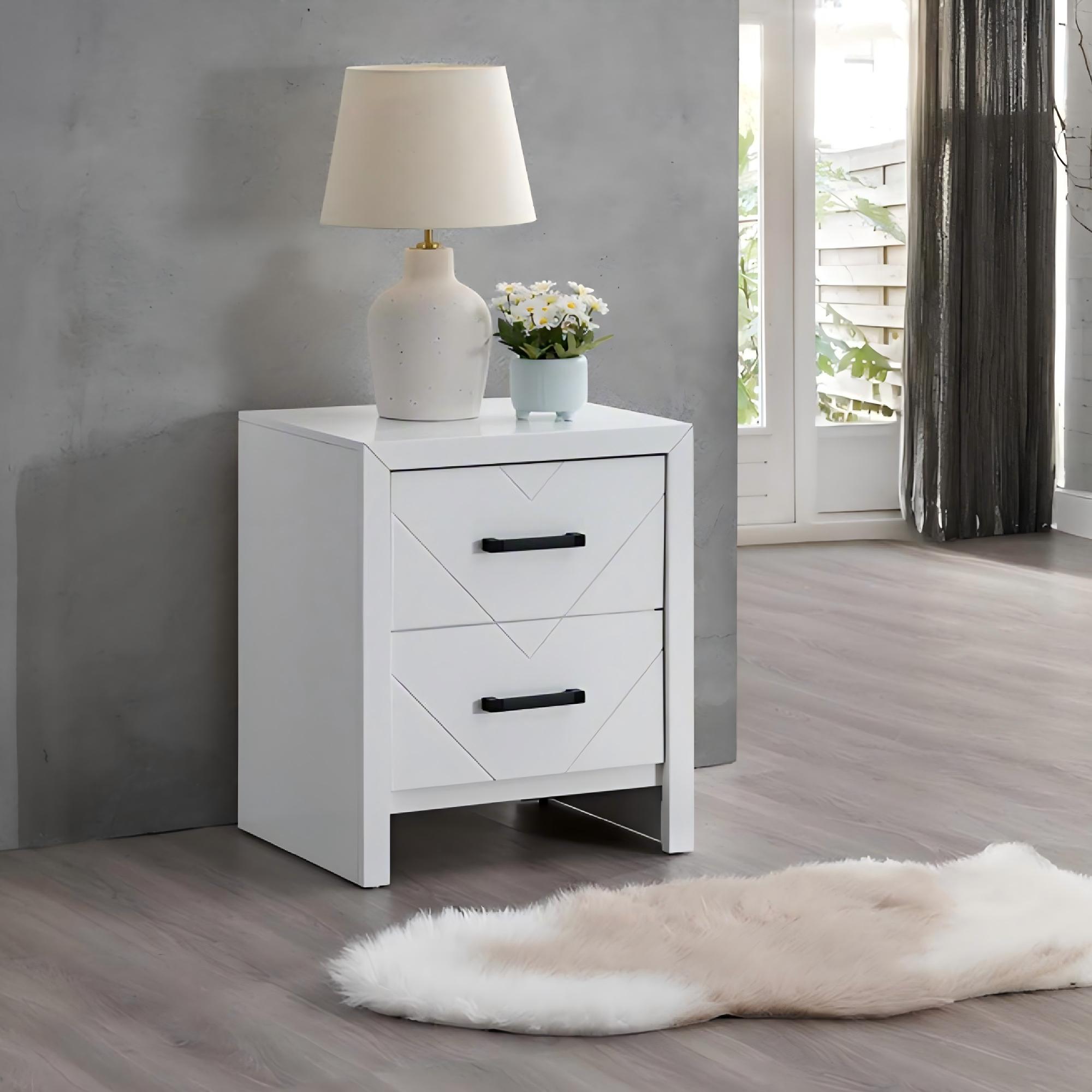 Table de nuit Morris G0093-N 2 tiroirs, blanc