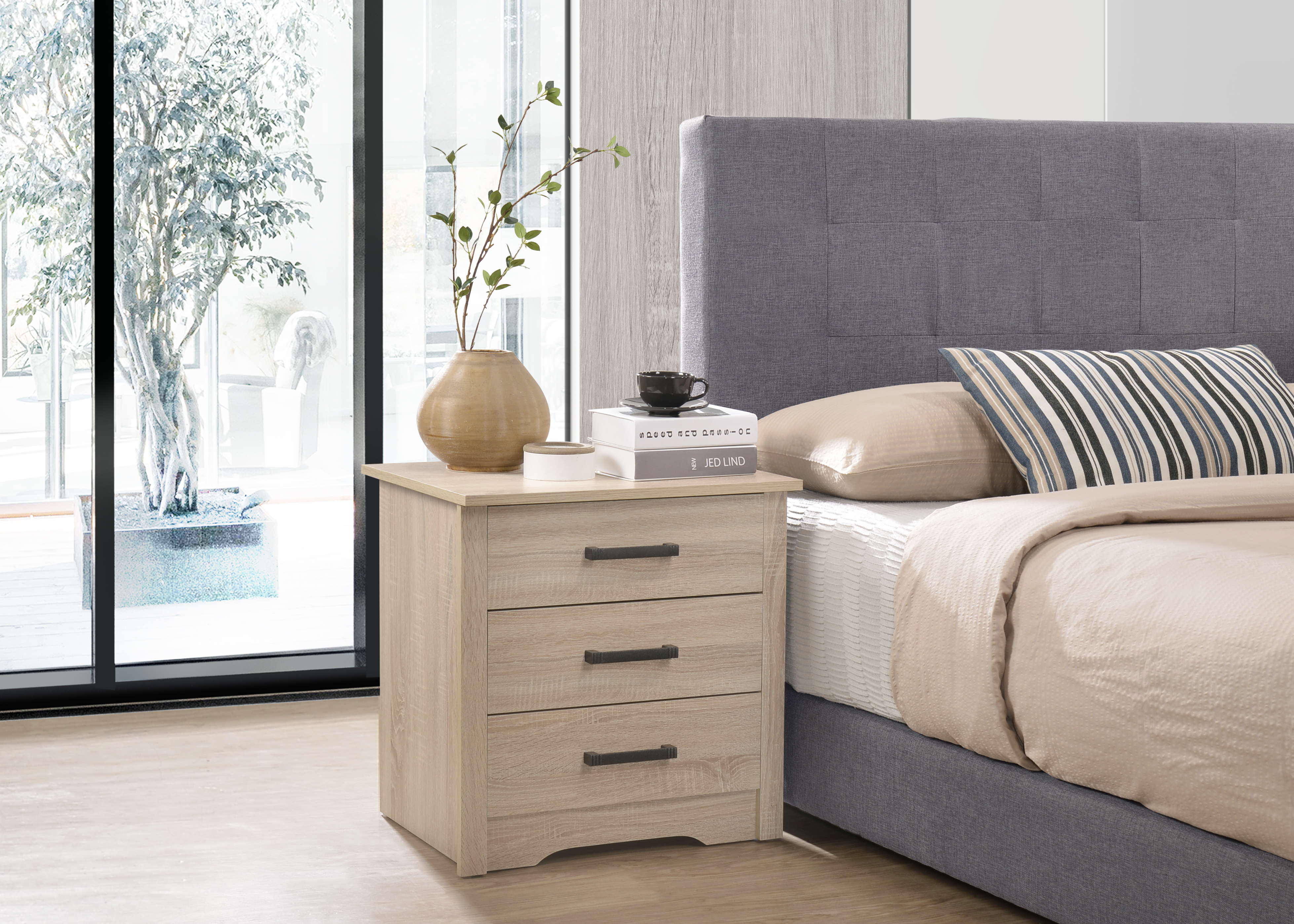 Table de nuit bois santal contemporain