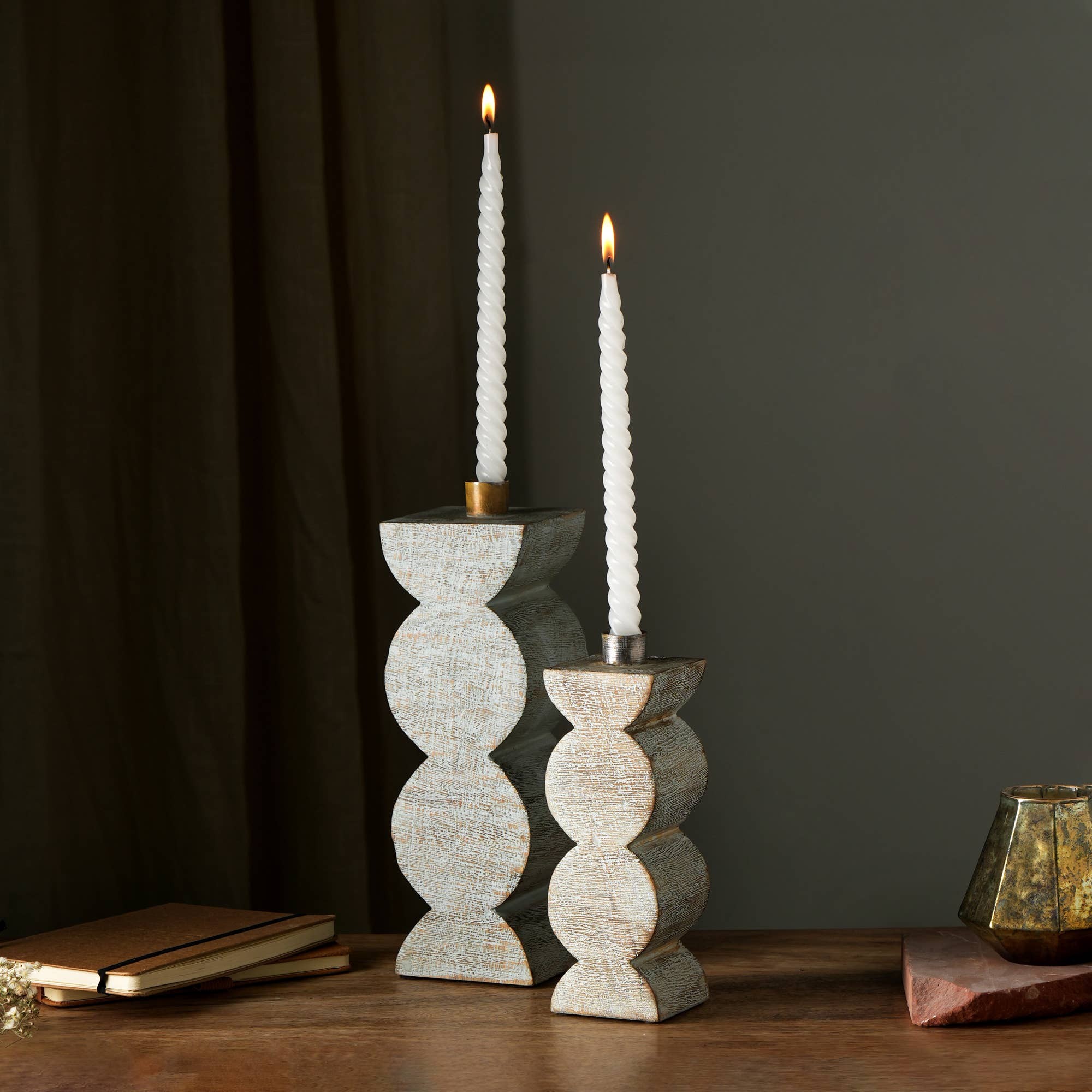 Support chandelle bois décoratif 3x9", élégant