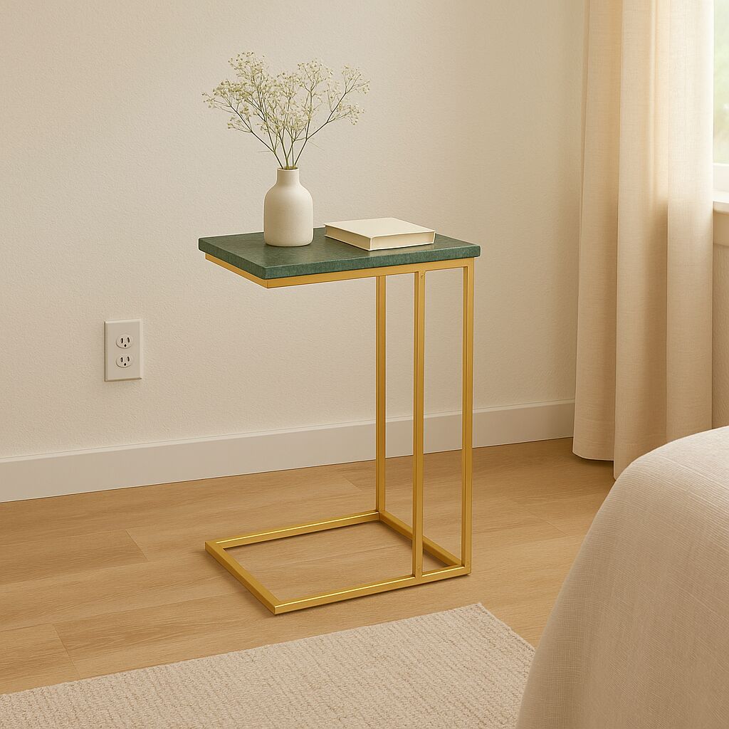 Table d'appoint marbre C, cadre métal, 24" hauteur