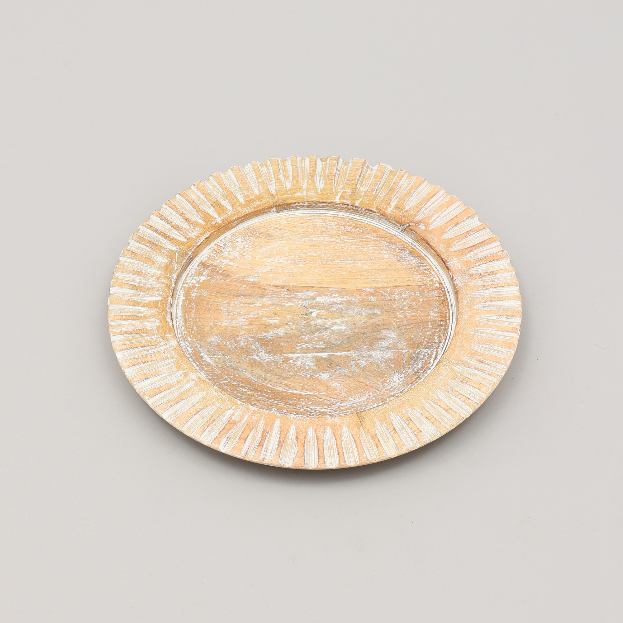 Assiette charger bois blanc 13" artisanat