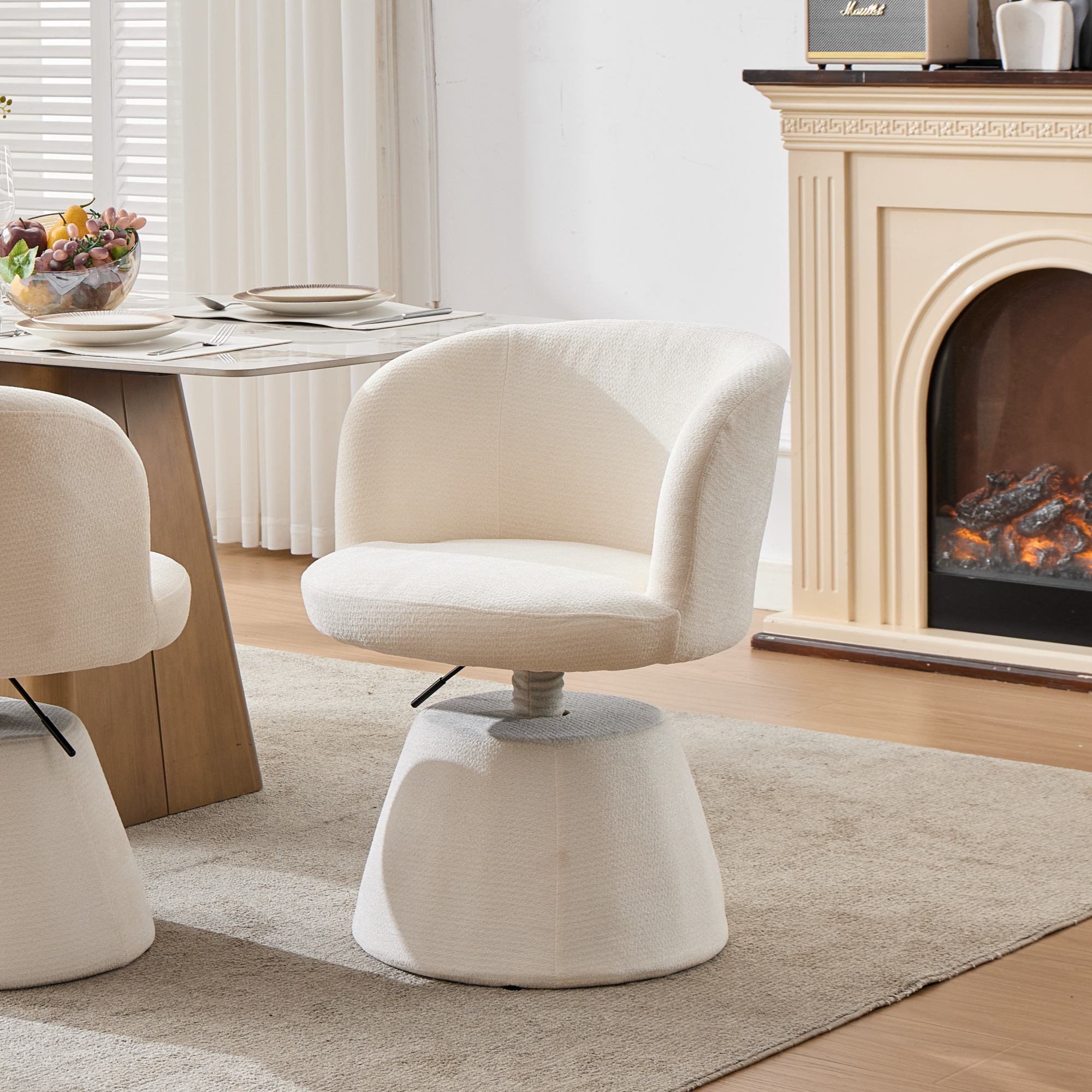 Tabouret bar réglable 360° SW1878BG, crème beige, pivotant
