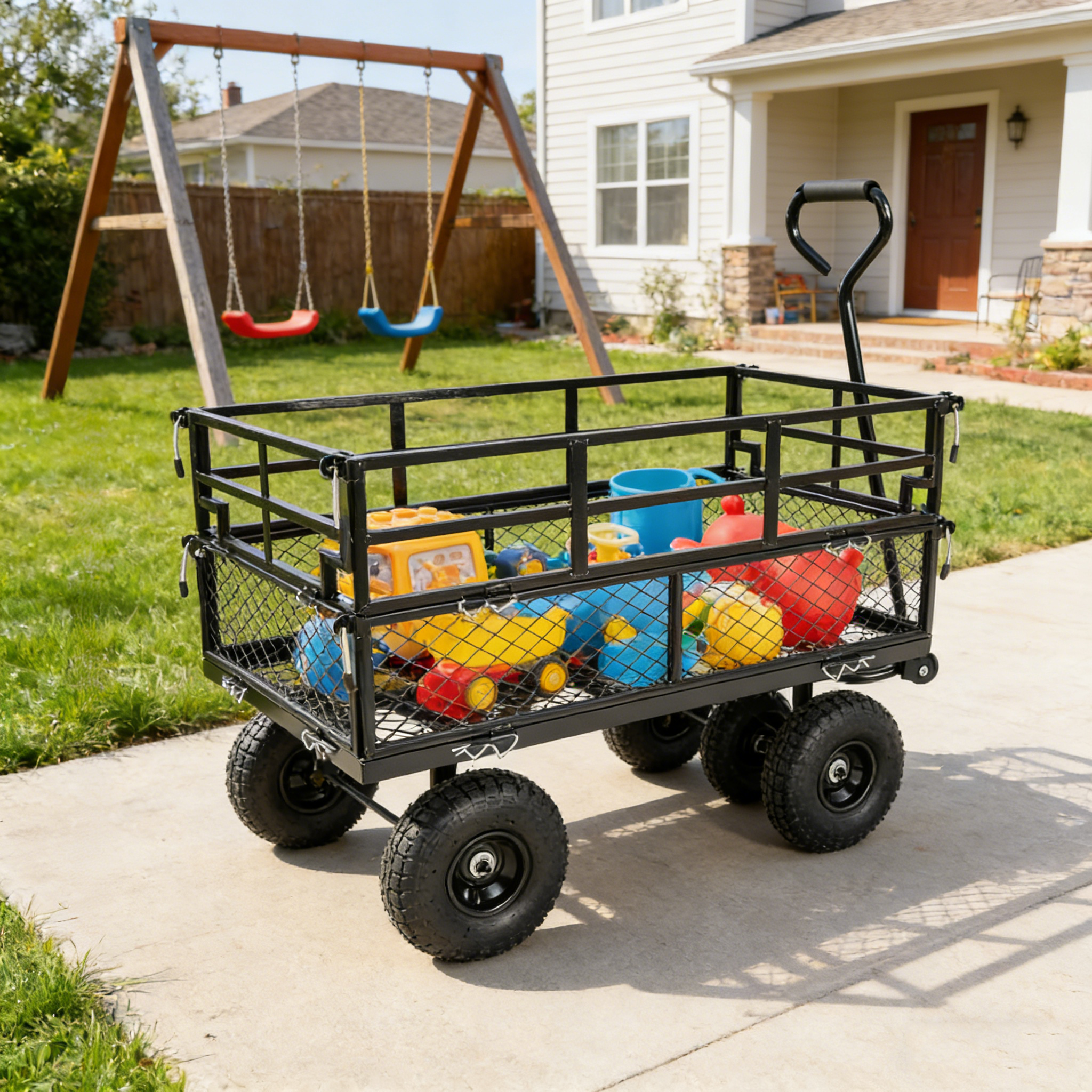 Chariot jardin double clôture, transport bois