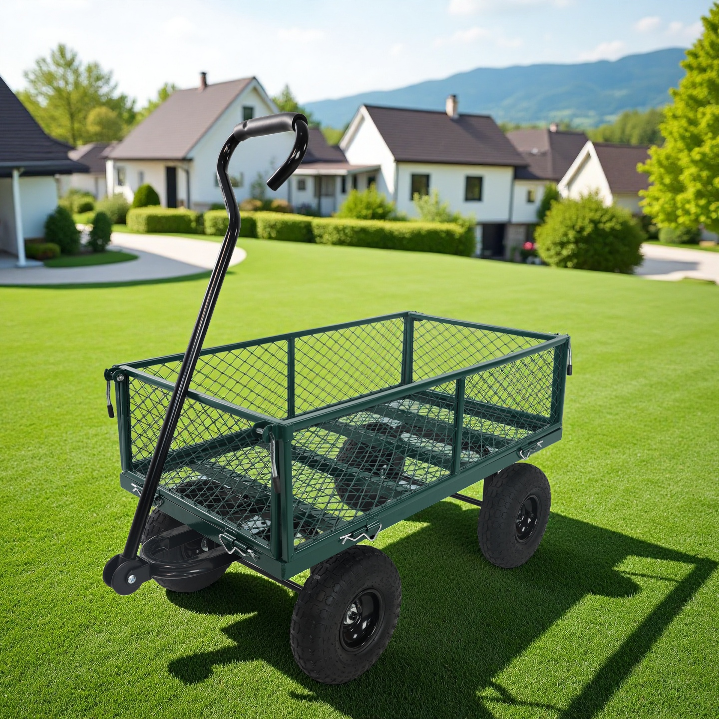 Chariot jardin transport bois vert
