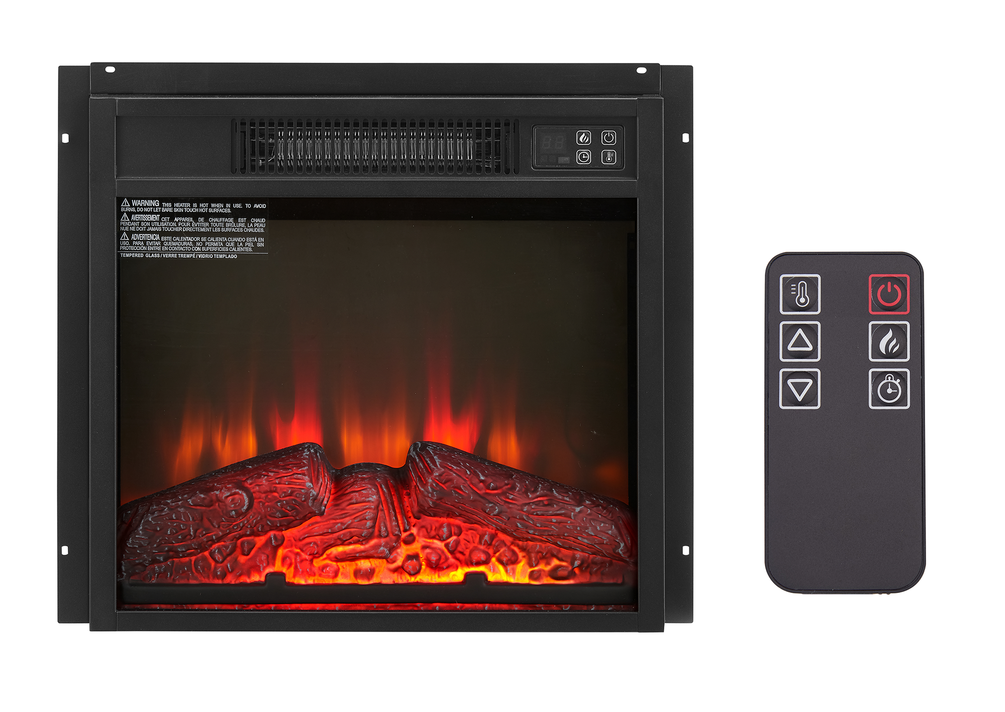 Foyer électrique encastrable 18po 1400W 120V télécommande noir