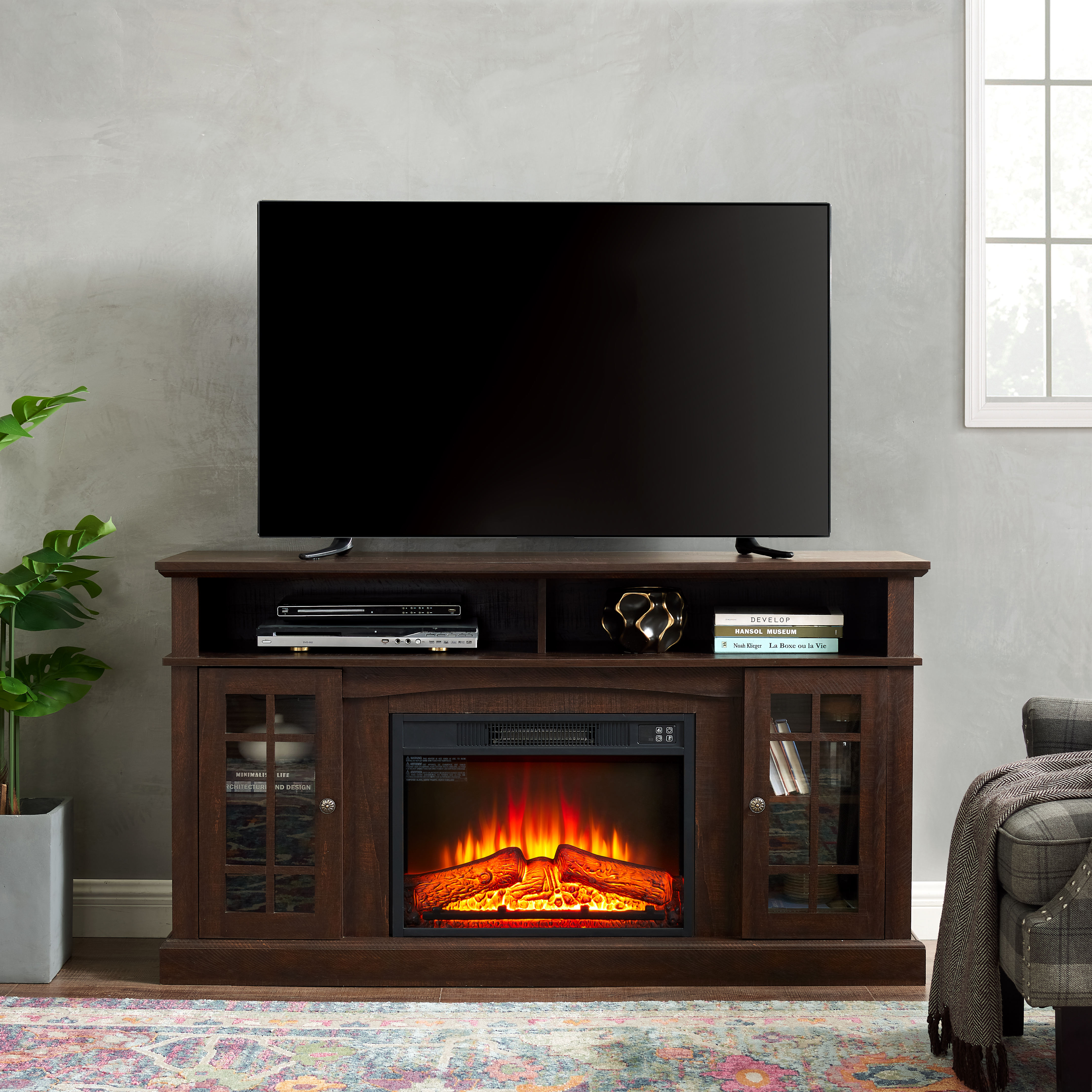 Meuble TV 58,25", foyer 23", jusqu'à 65", espresso