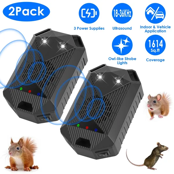 2 répulsifs rongeurs ultrasoniques capot 2 pack