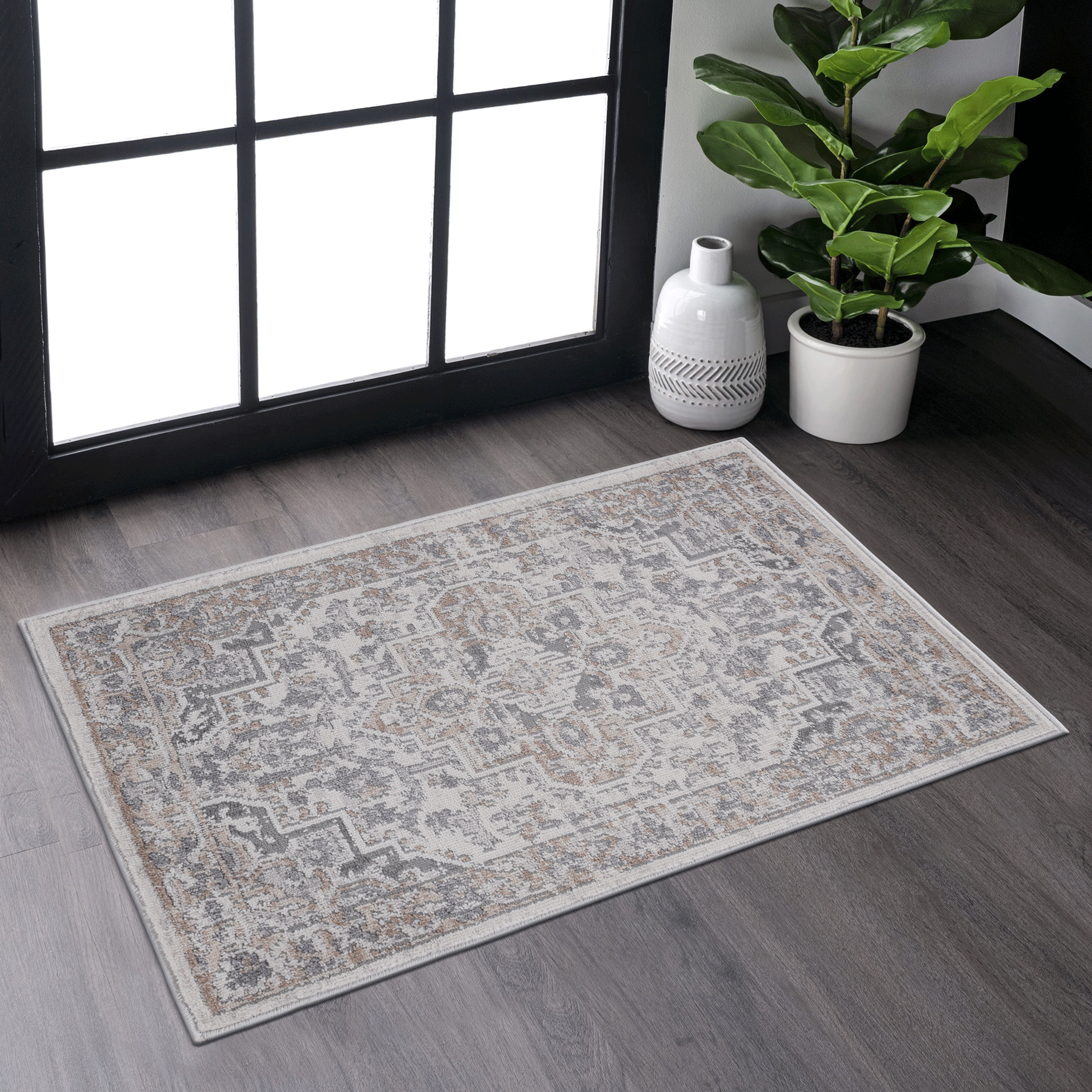MARFI 2X3 Ivoire Beige Tapis oriental multi-usage