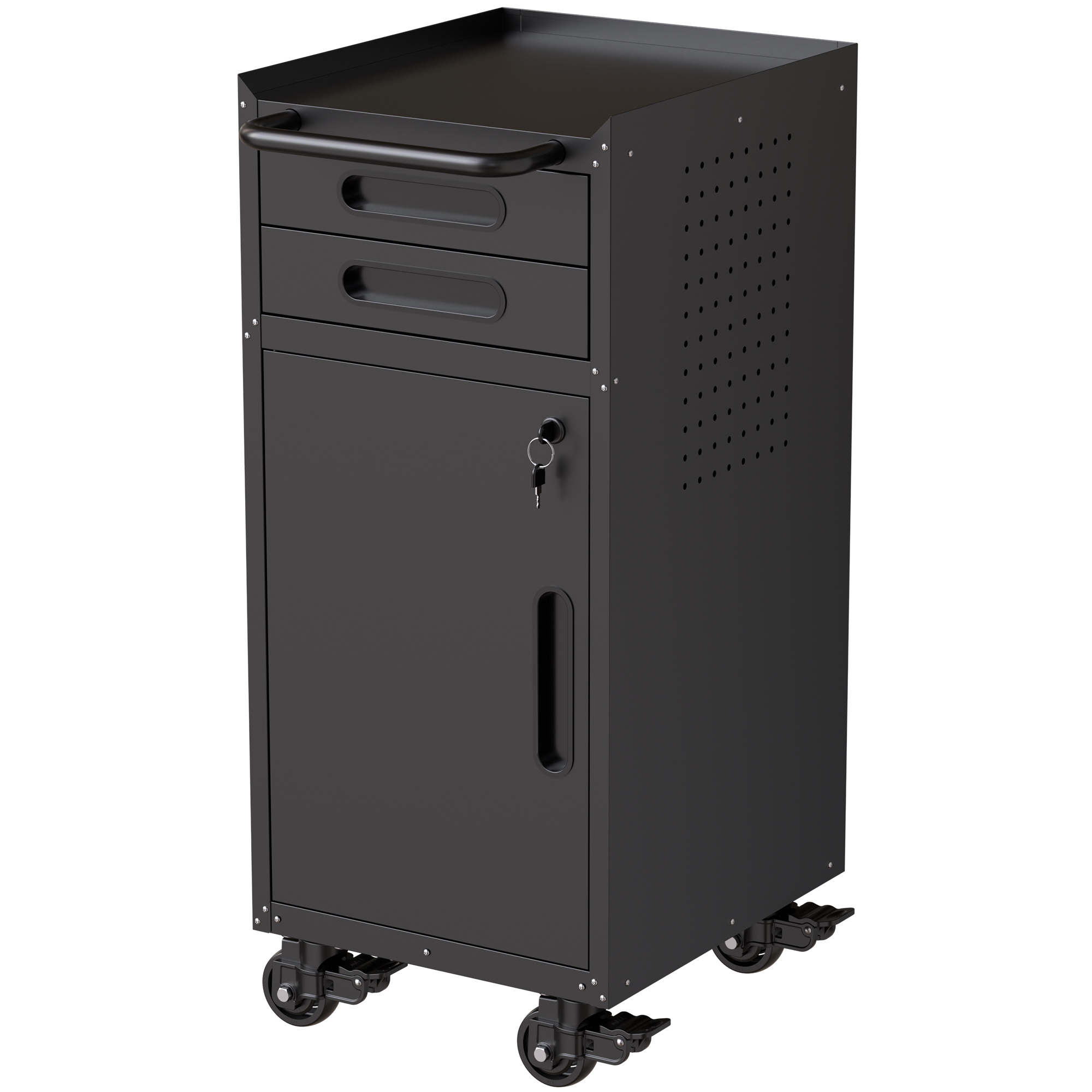 Cabinet outil roulant 34,3", rangement garage, 2 tiroirs, slim