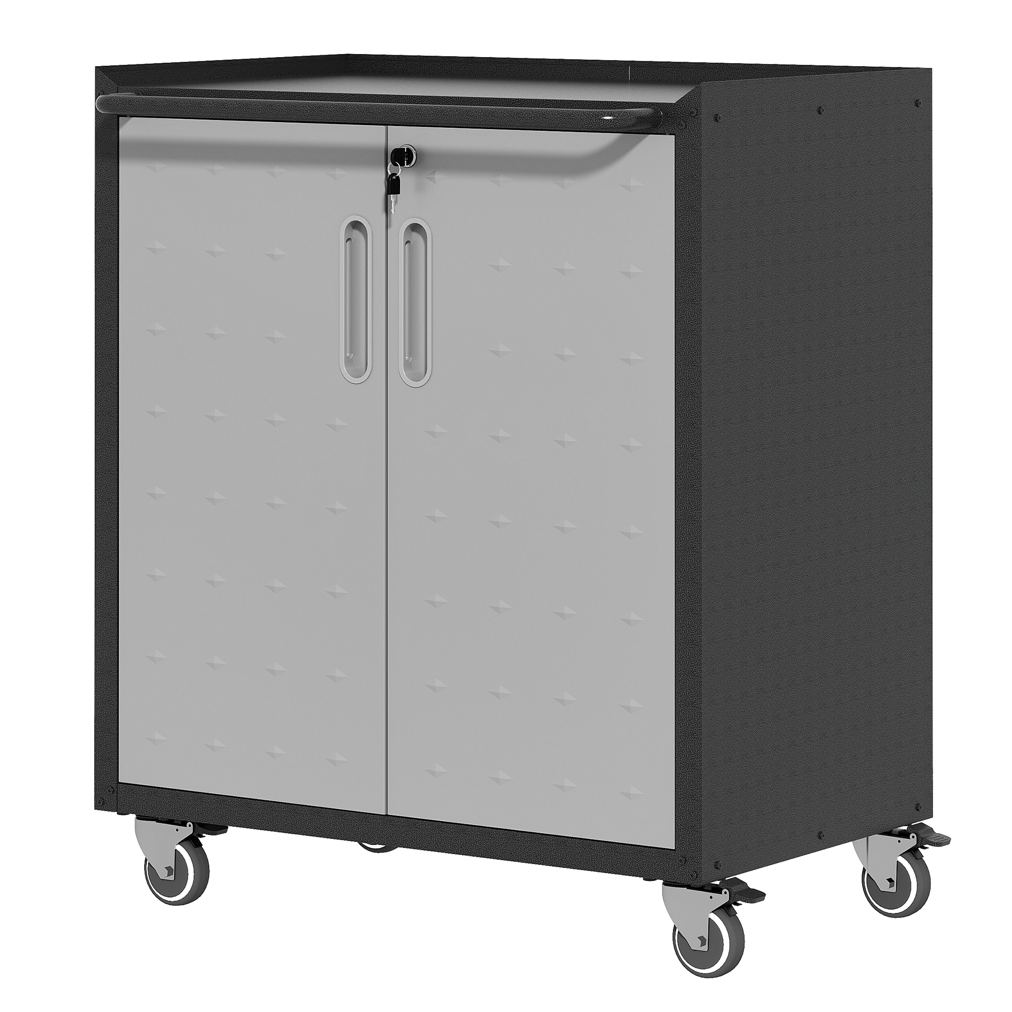 Armoire rangement métal robuste avec roues pour garage, bureau et maison