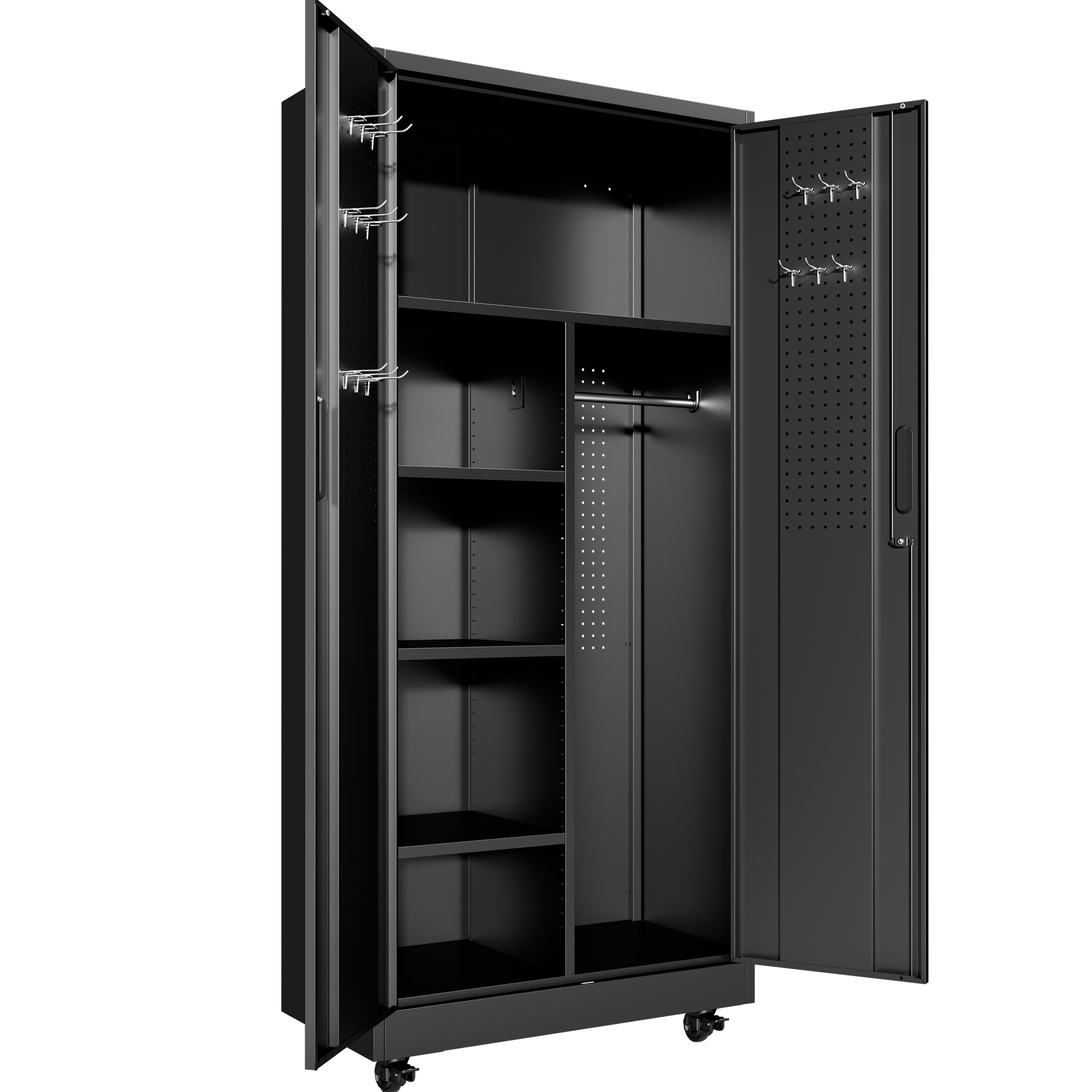 Armoire rangement métallique roulante 71 po noire