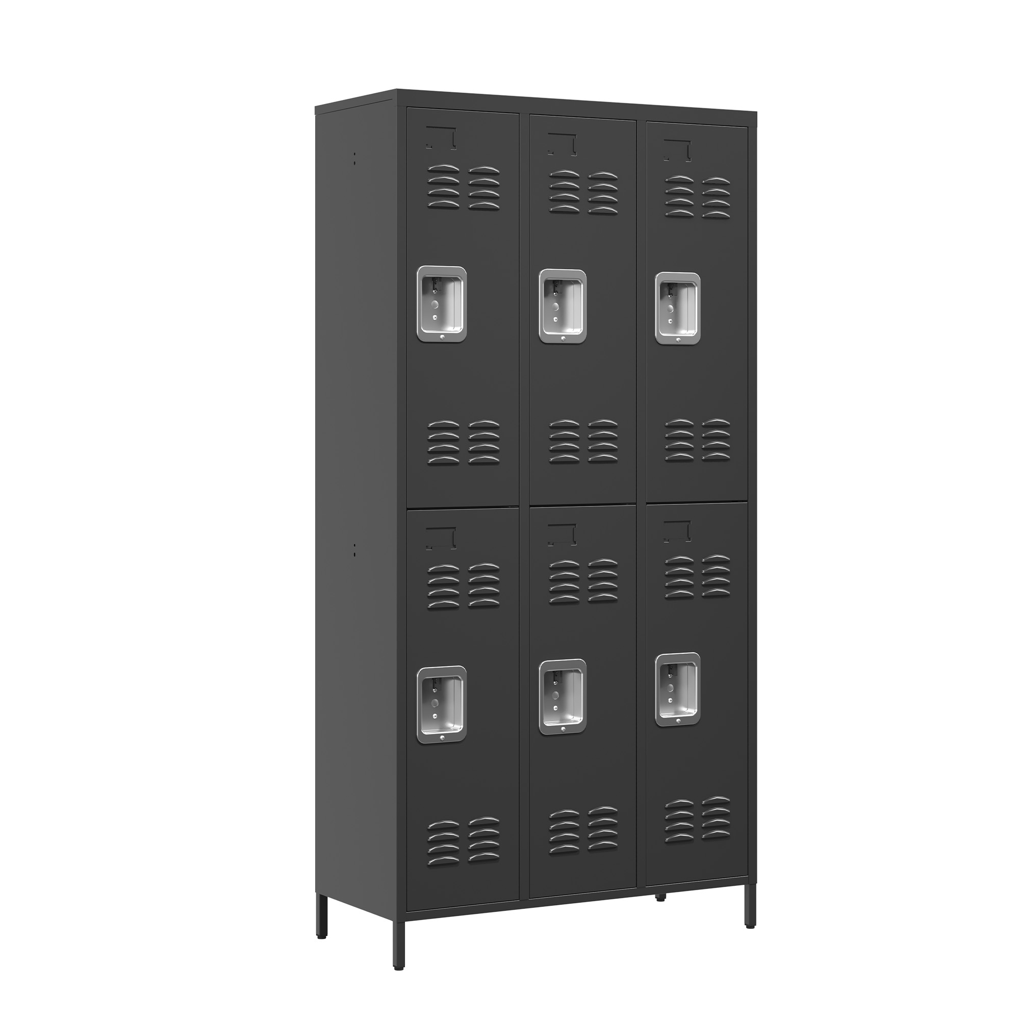 Casiers métal 6 portes 72'' h, serrure, noir