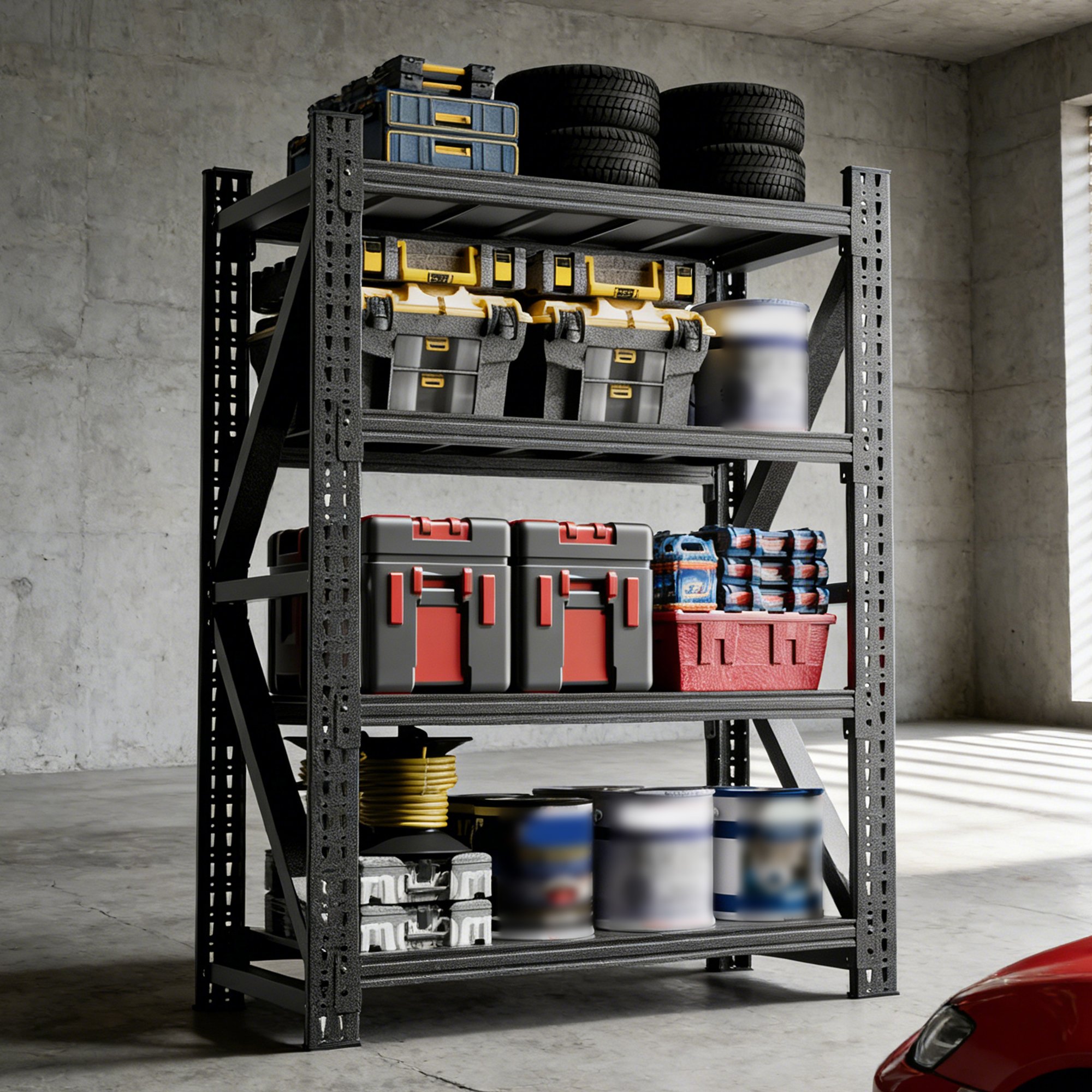 Étagères garage métal 69Hx47L, 4000lbs, noir