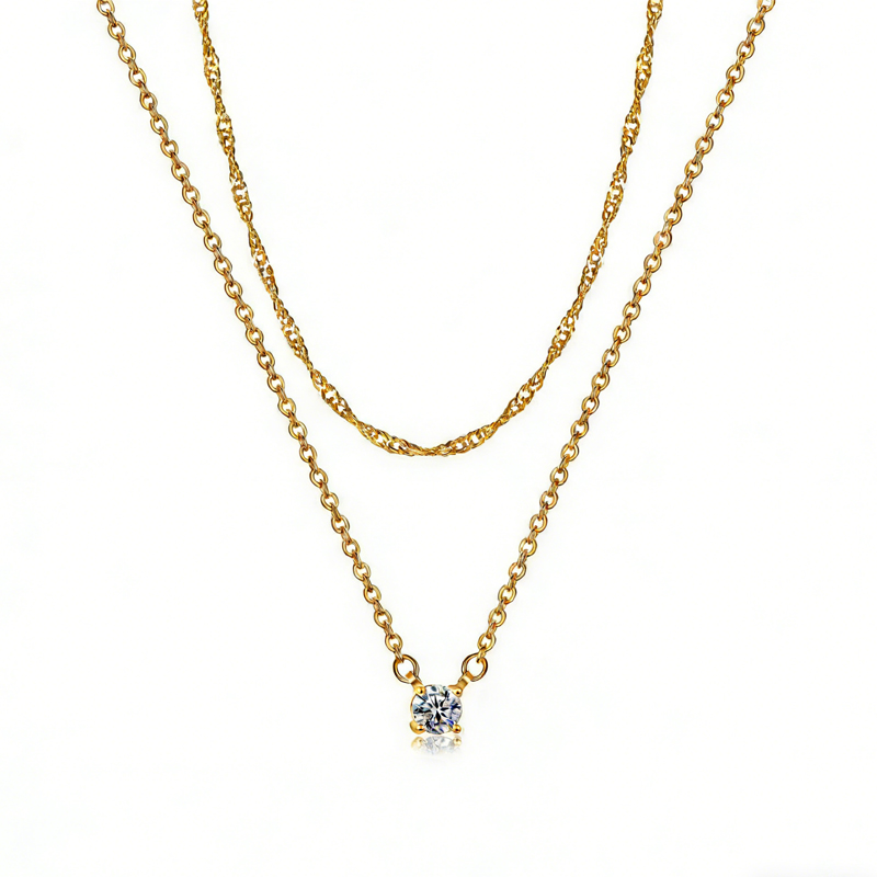 Collier pendentif solitaire or 14K