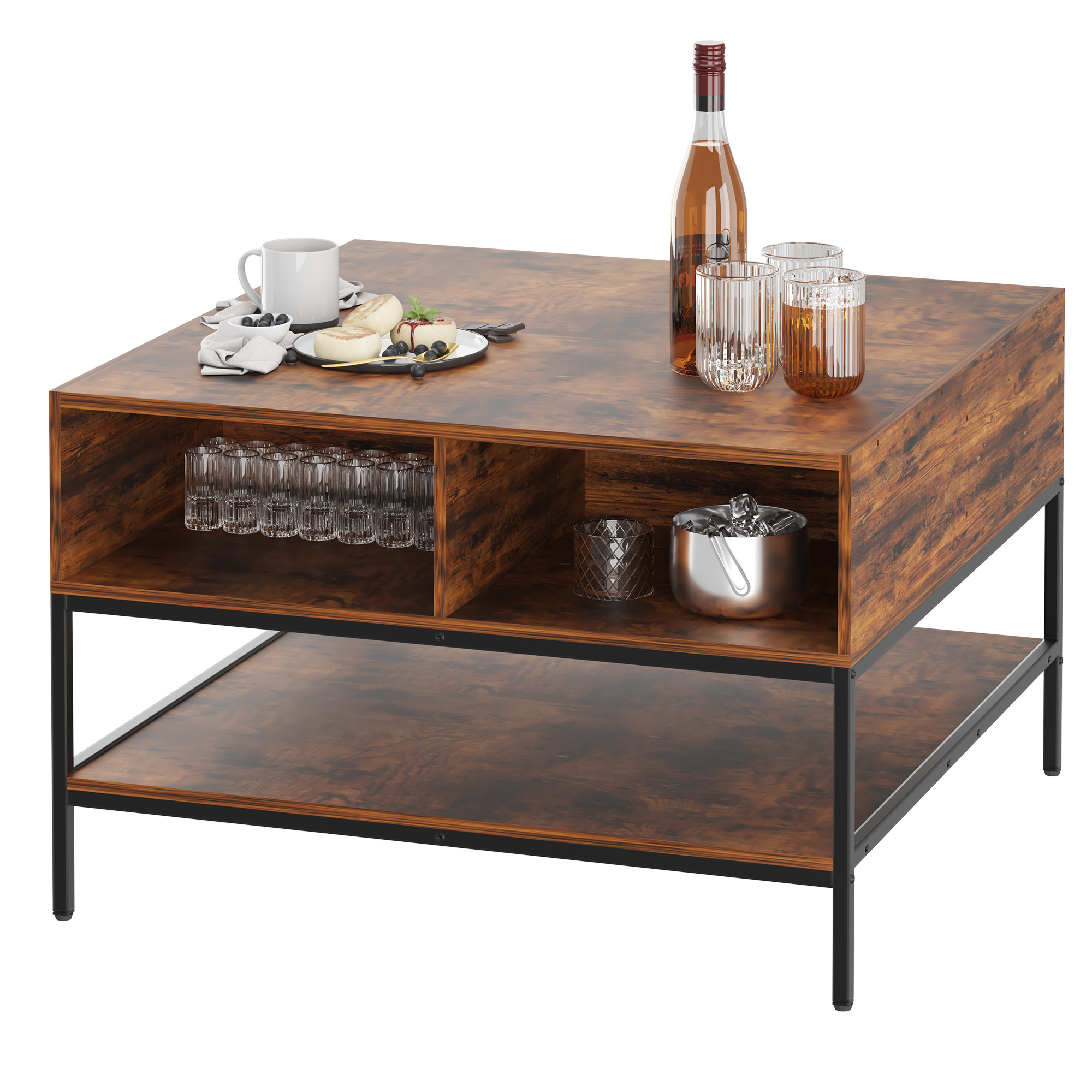Table à café ferme relevable 31,5 po rangement bois