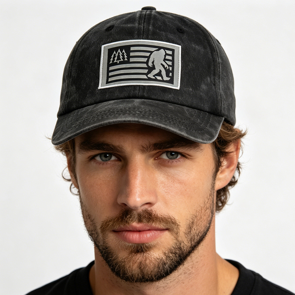 2pc Casquette Bigfoot Drapeau Américain Coton Vintage Homme Femme