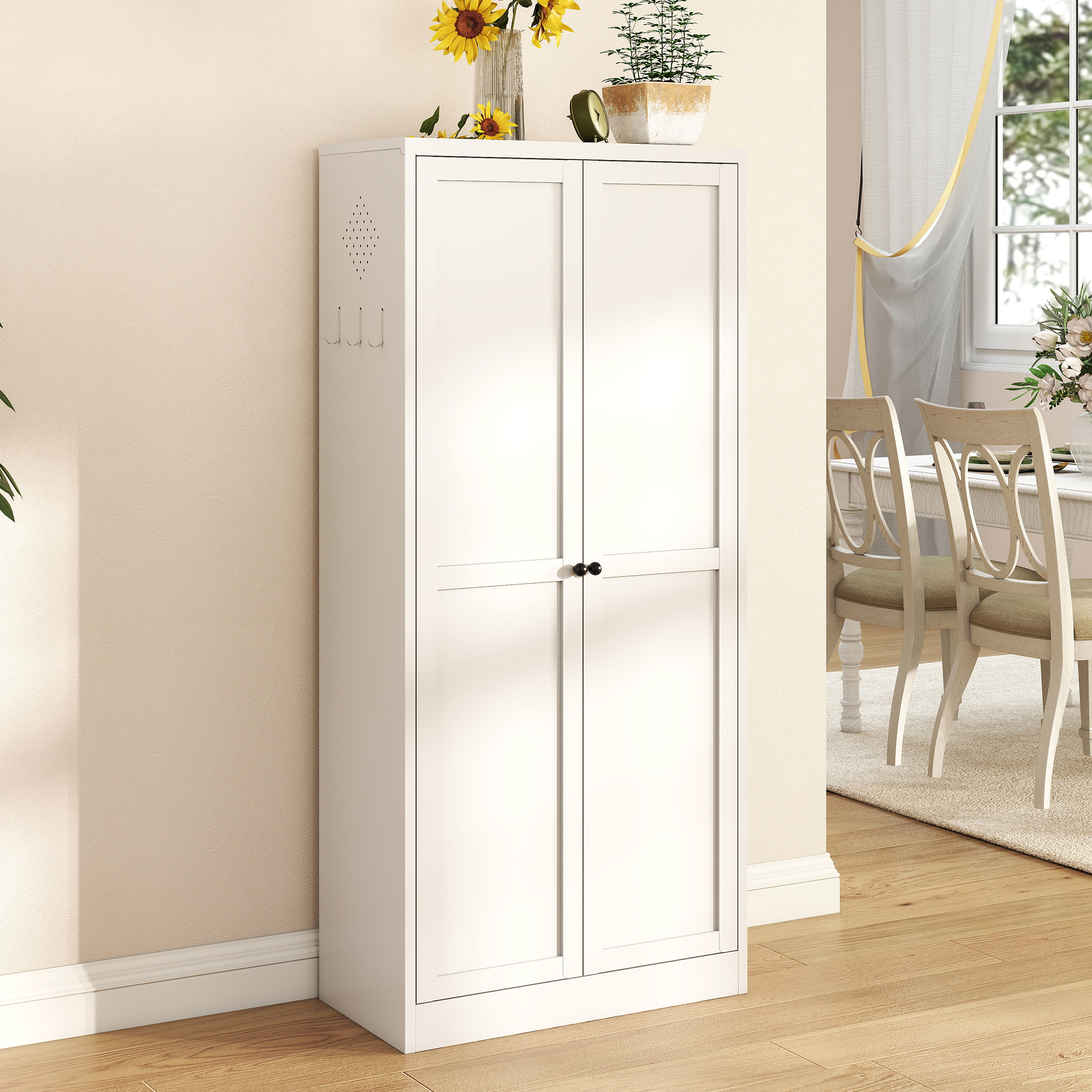Armoire cuisine 61 po blanc, 4 tablettes