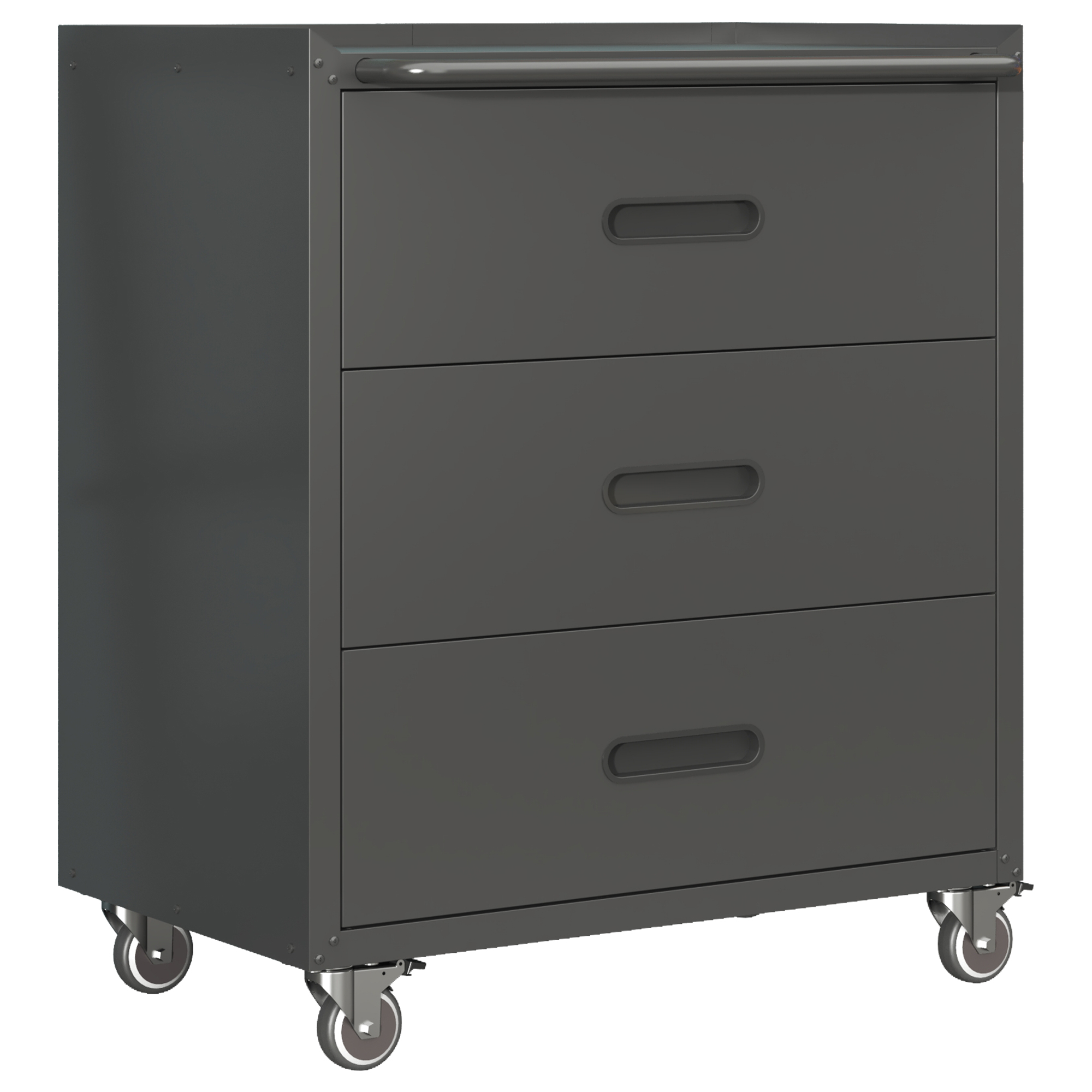 Armoire rangement métal roulante, 3 tiroirs outils, noir/gris