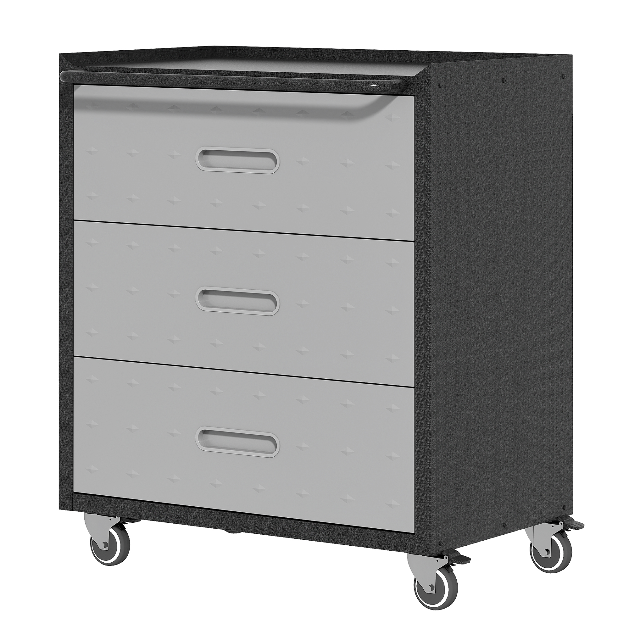Armoire rangement métal 3 tiroirs roulettes noir gris garage maison