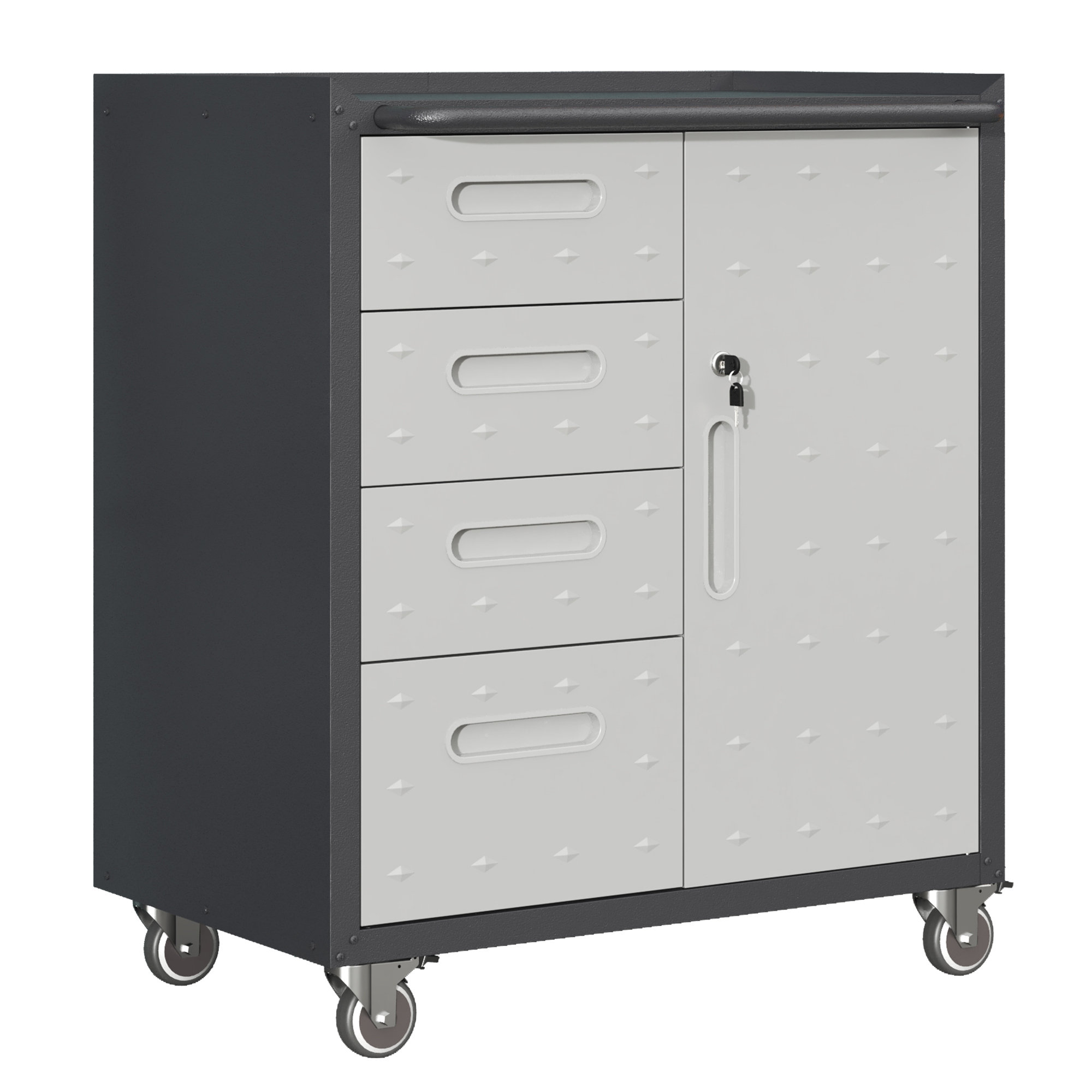 Armoire rangement métal roulante noir-gris