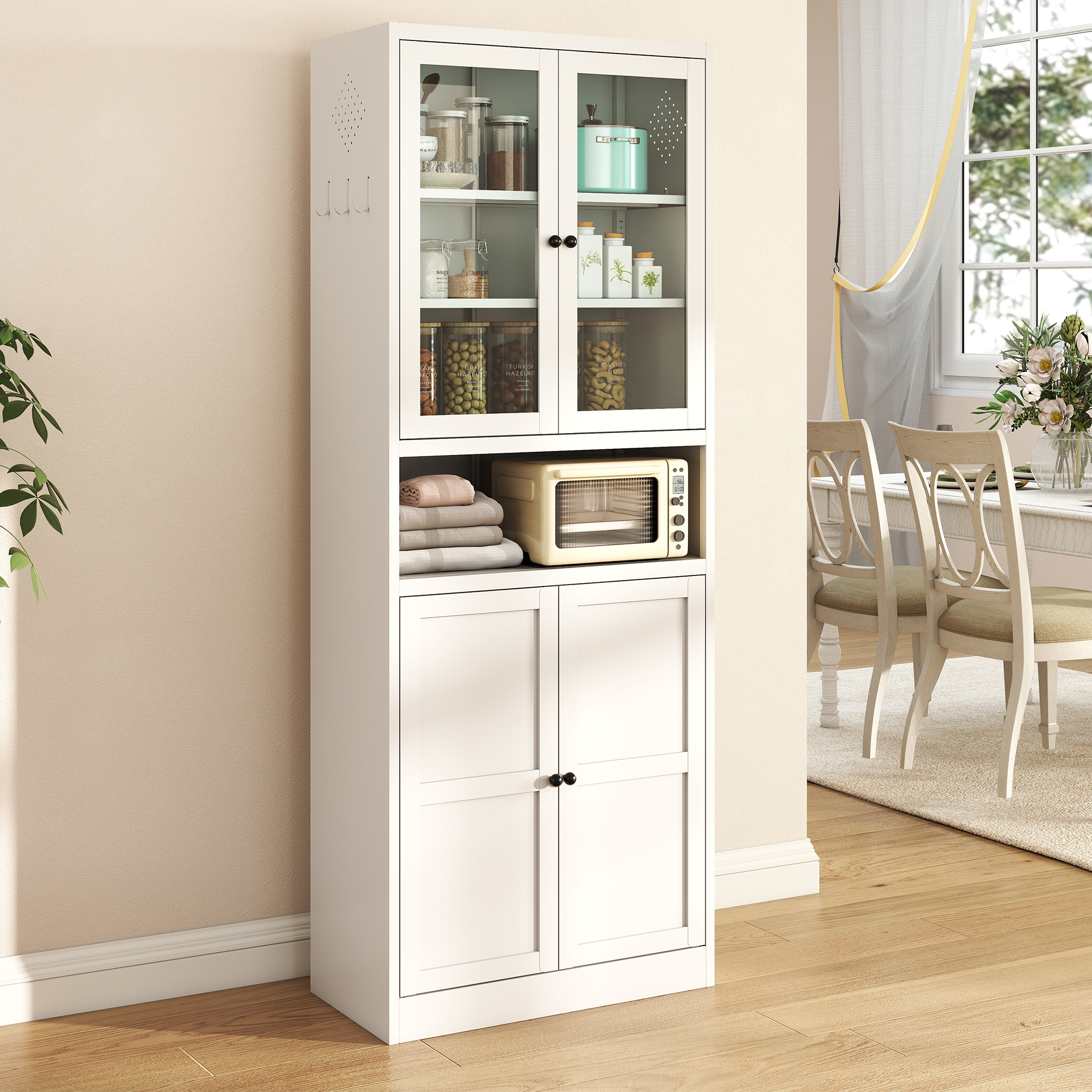 Armoire pantry 72po, cadre acier inox, tablettes ajustables
