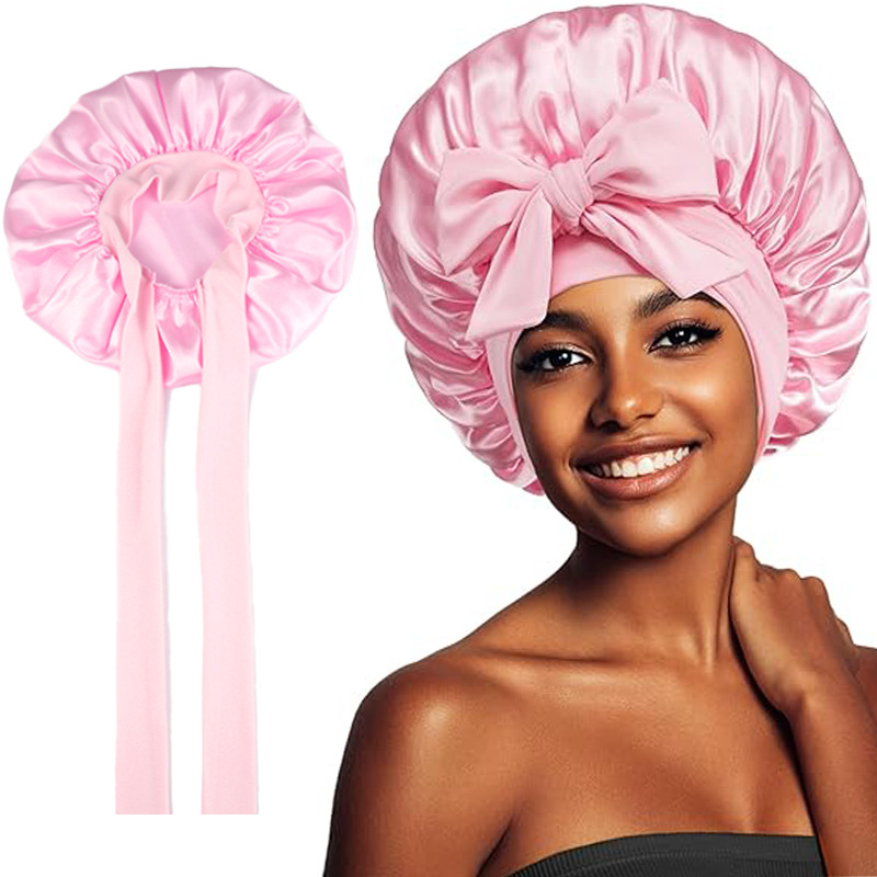 Bonnet nuit satin arc élastique large soie femme