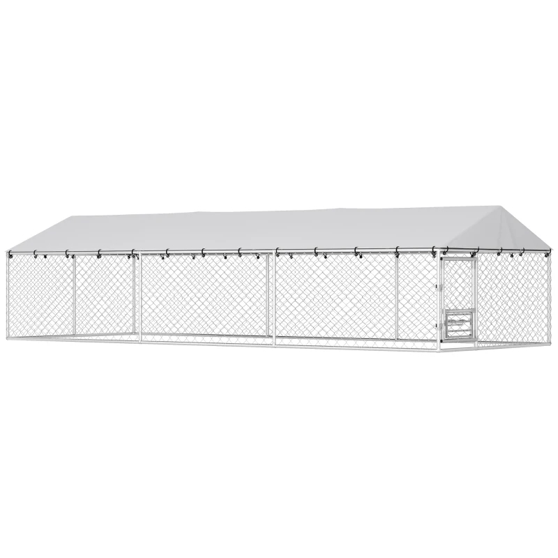 PawHut Enclos chien 20x7,5x5pi avec toit imperméable