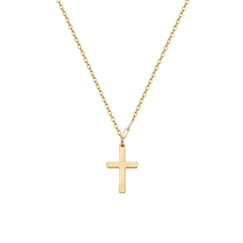 Collier croix pendentif plaqué or 14K
