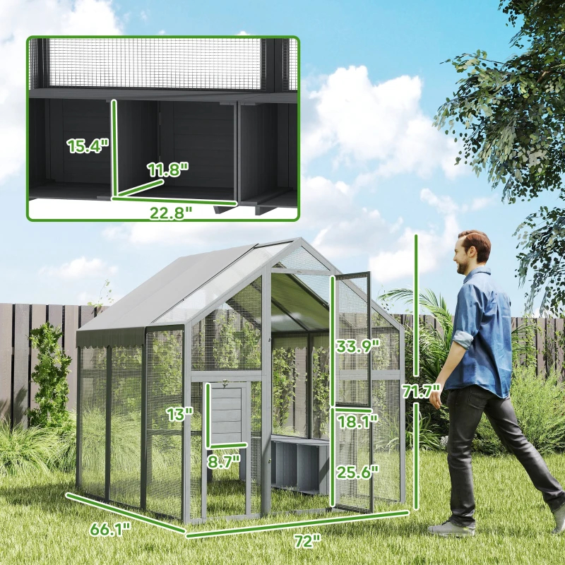 Poulailler bois 6-8 poules 1,7x1,8x1,8m