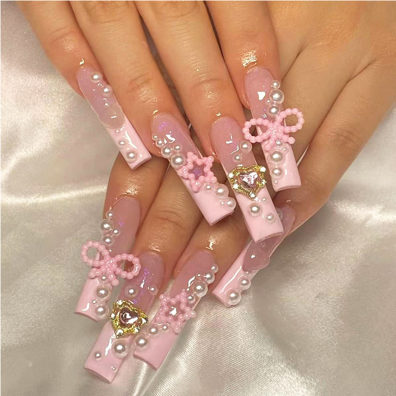 24 ongles art nœuds papillon